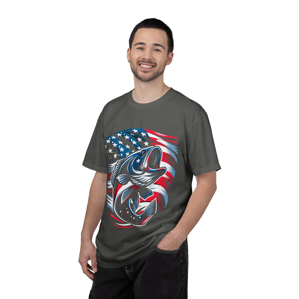 American Flag Bass T-Shirt — Patriotic Fishing Tee
