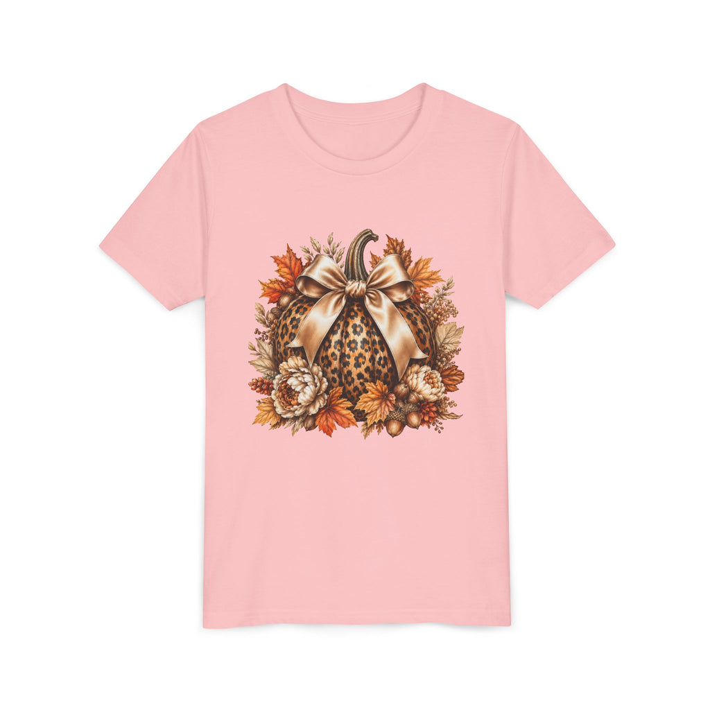 Youth Tee — Leopard Pumpkin Fall Graphic Shirt