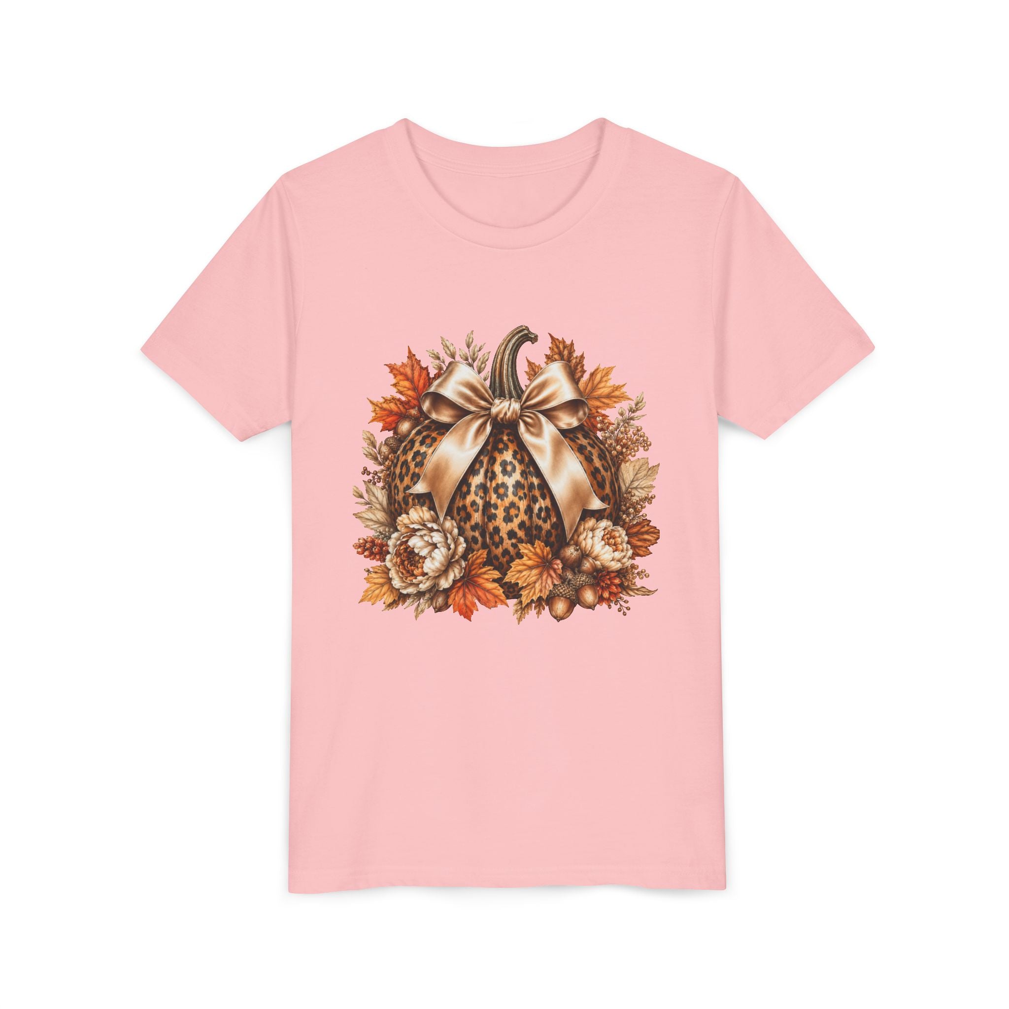 Youth Tee — Leopard Pumpkin Fall Graphic Shirt
