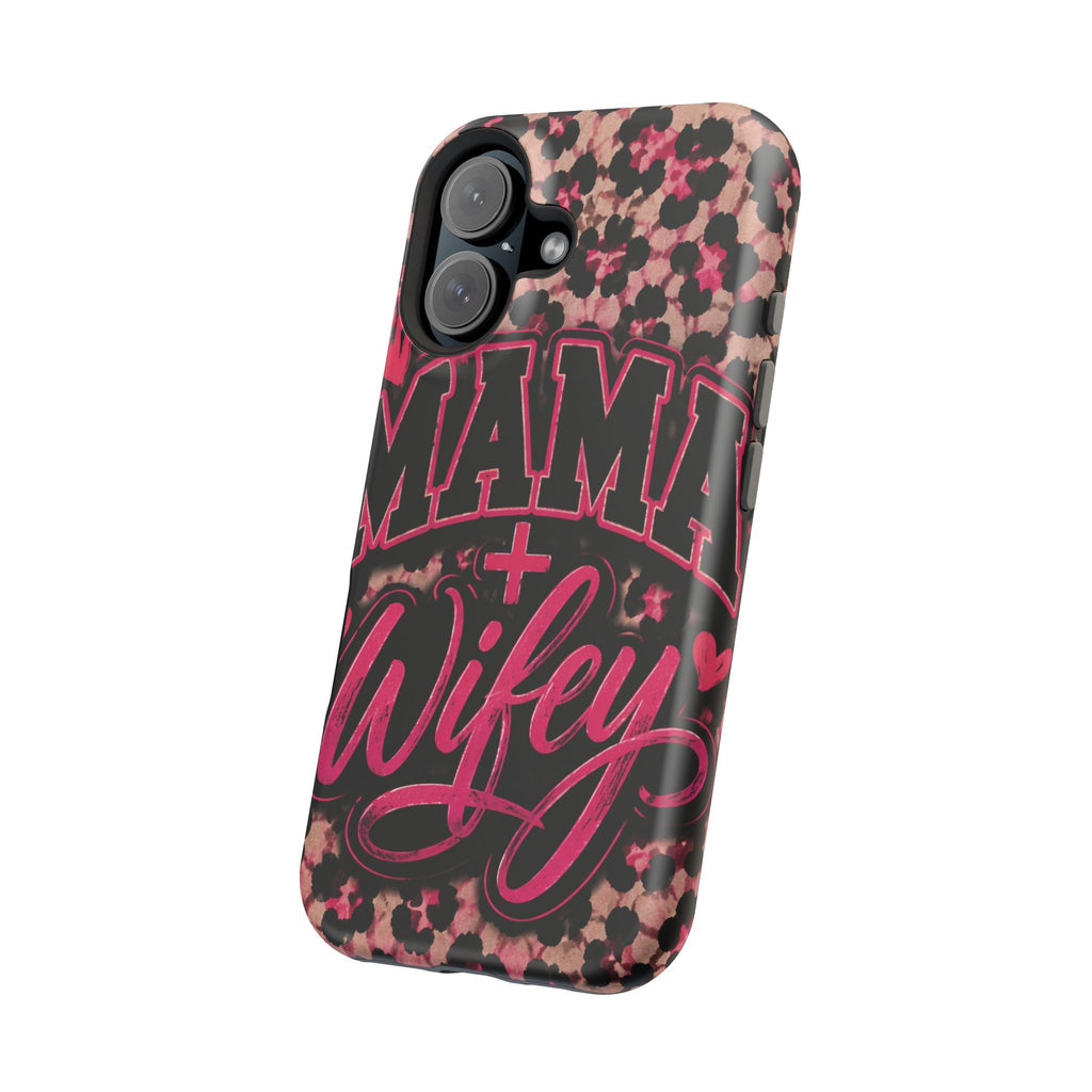 Phone Case — Pink Leopard "Mama Wifey" Magnetic Impact-Resistant Case