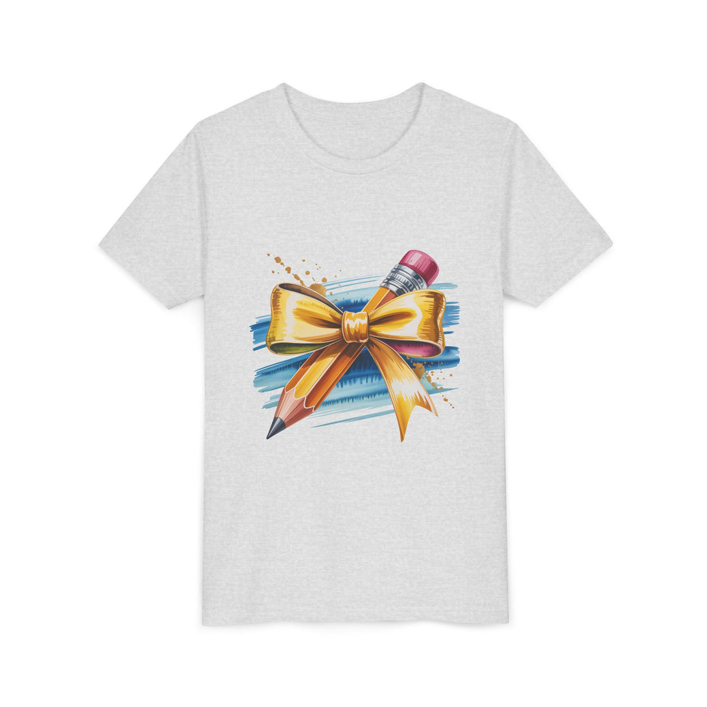 Youth Tee — Pencil with Gold Bow Back-to-School