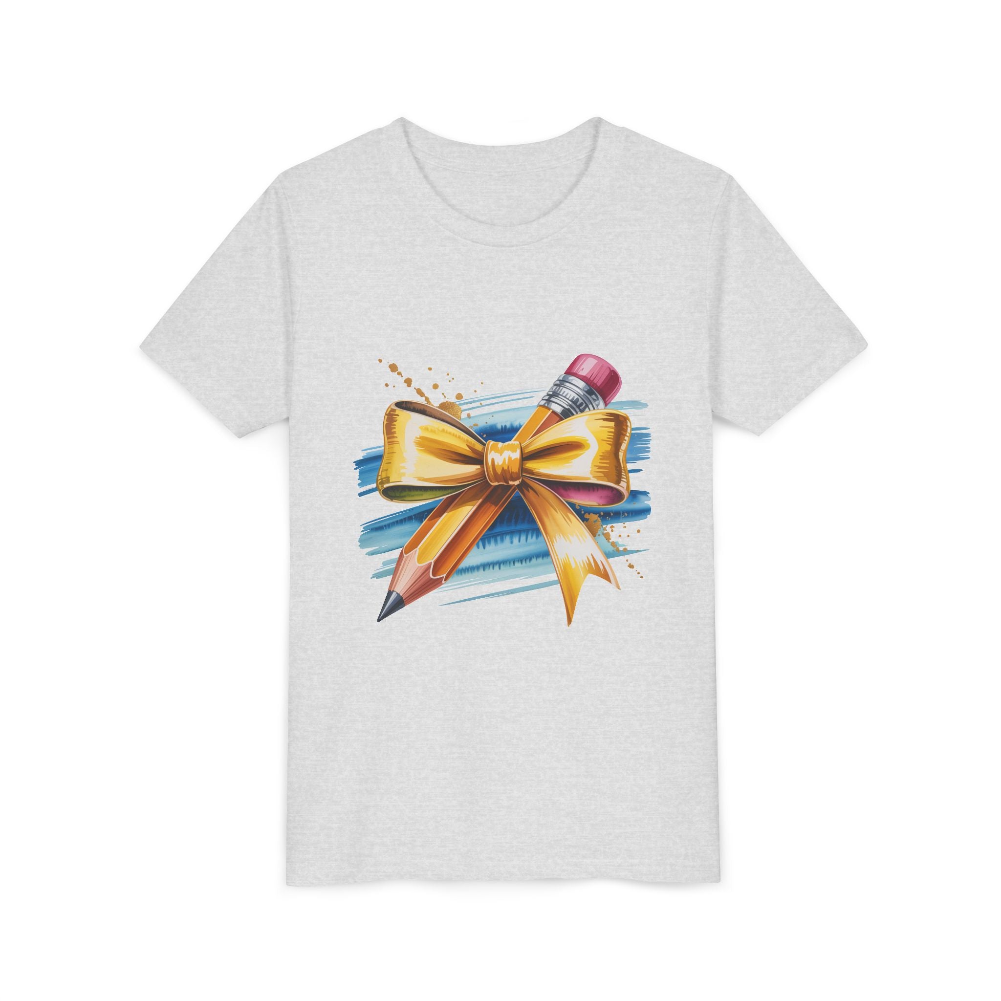 Youth Tee — Pencil with Gold Bow Back-to-School