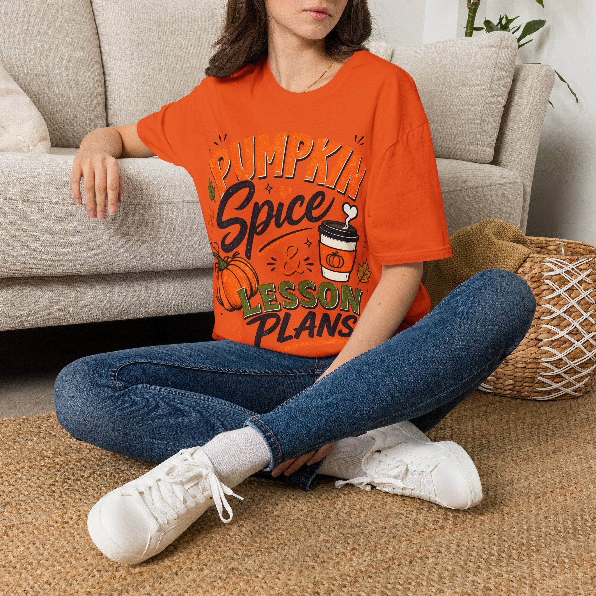 Pumpkin Spice & Lesson Plans T-Shirt — Cozy Fall Teacher Shirt
