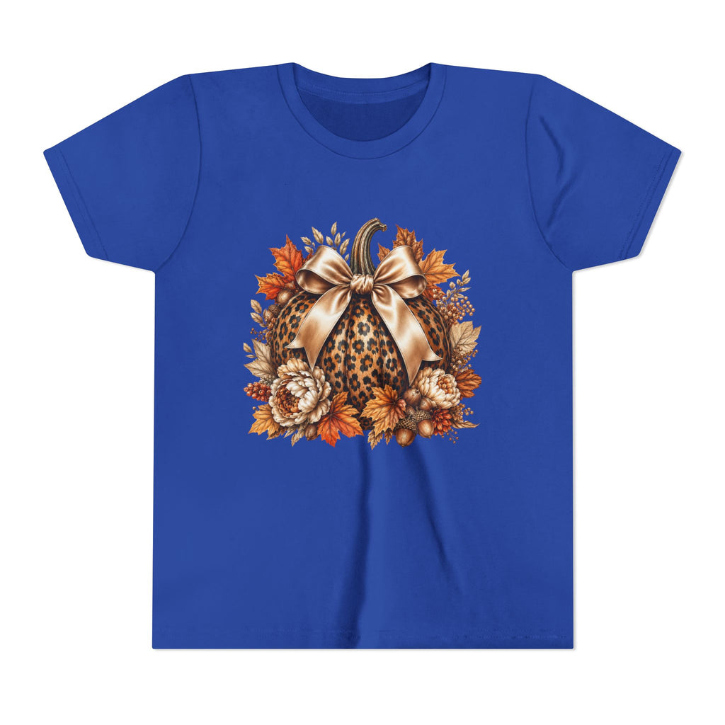Youth Tee — Leopard Pumpkin Fall Graphic Shirt