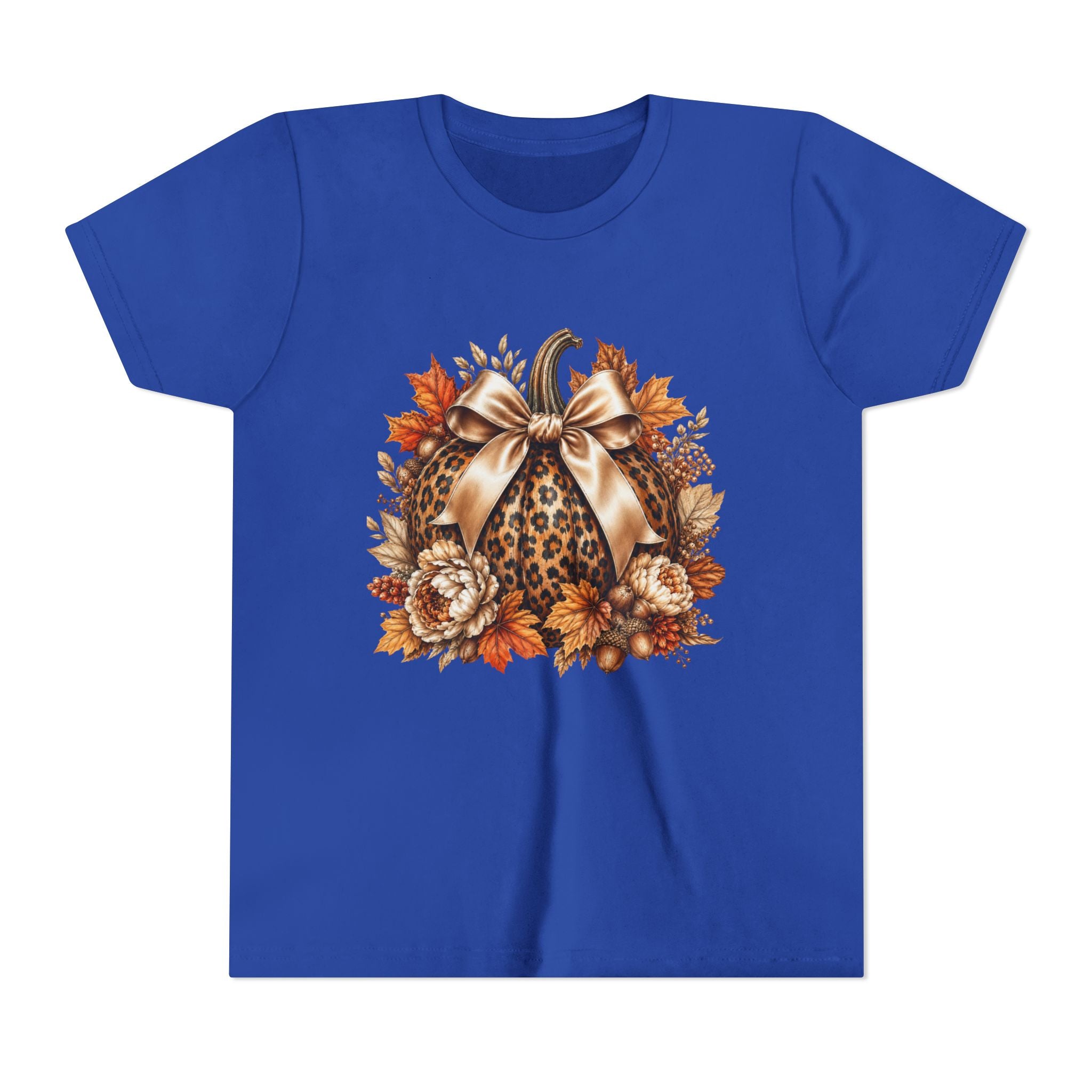 Youth Tee — Leopard Pumpkin Fall Graphic Shirt