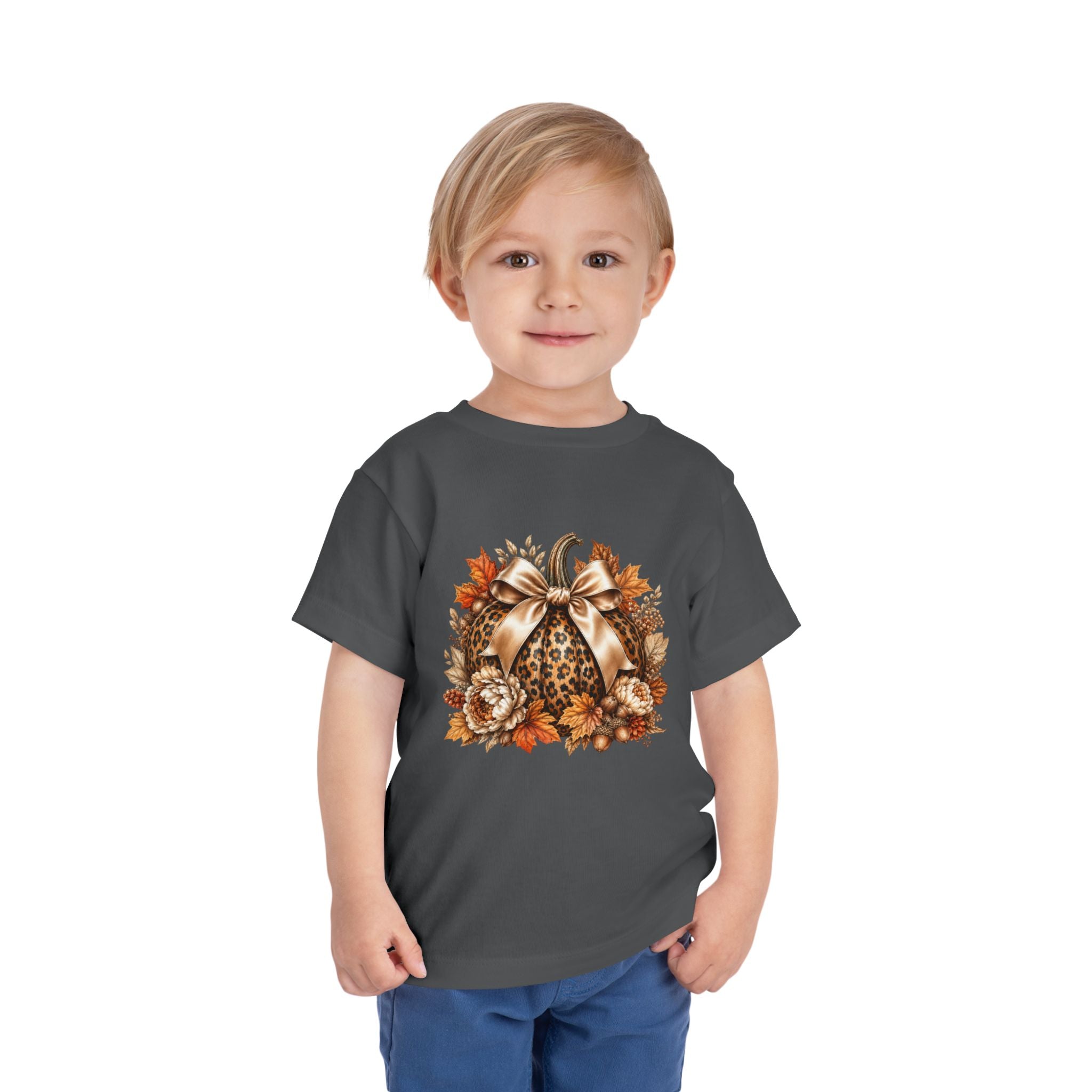 Toddler Tee — Leopard Pumpkin Fall Floral Design