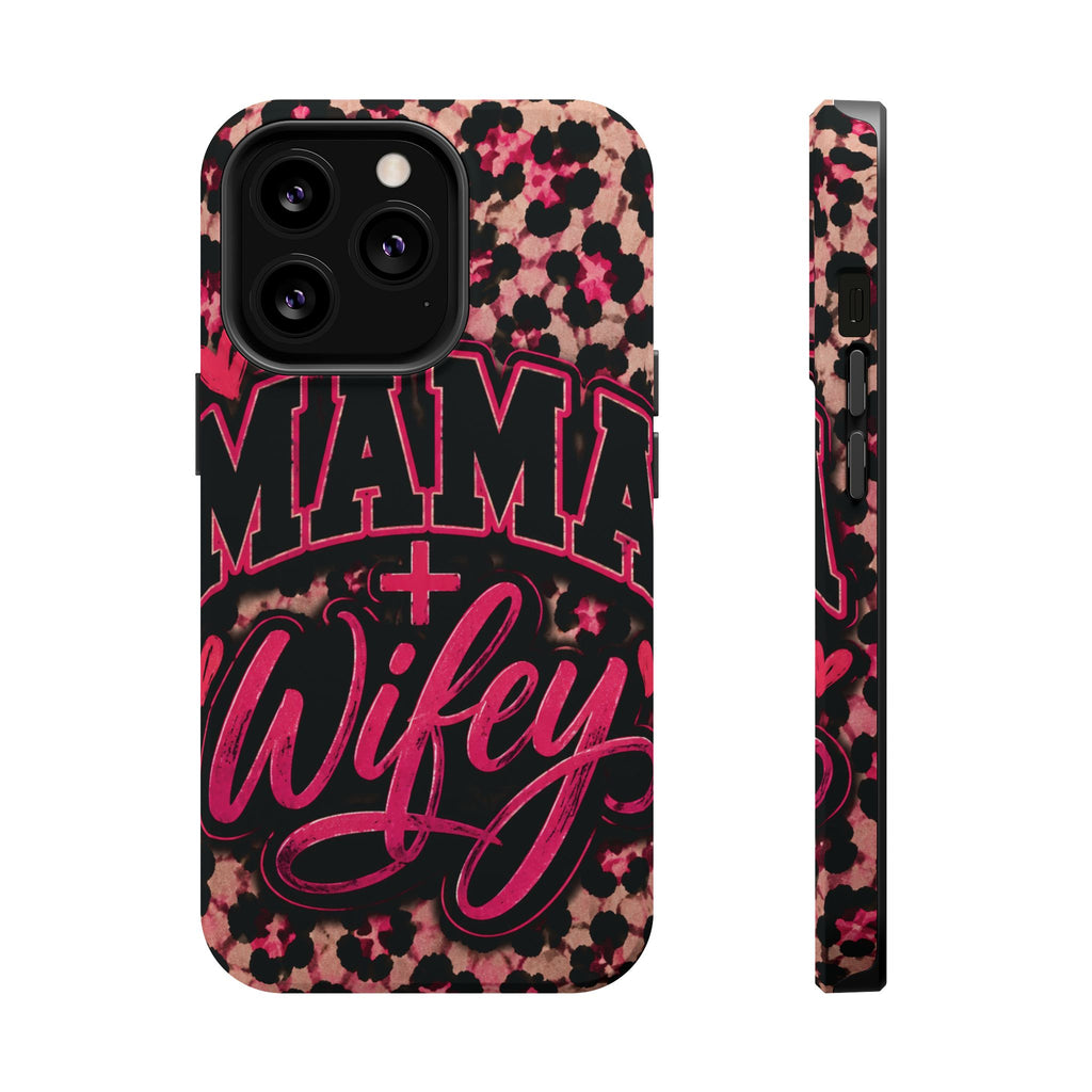 Phone Case — Pink Leopard "Mama Wifey" Magnetic Impact-Resistant Case