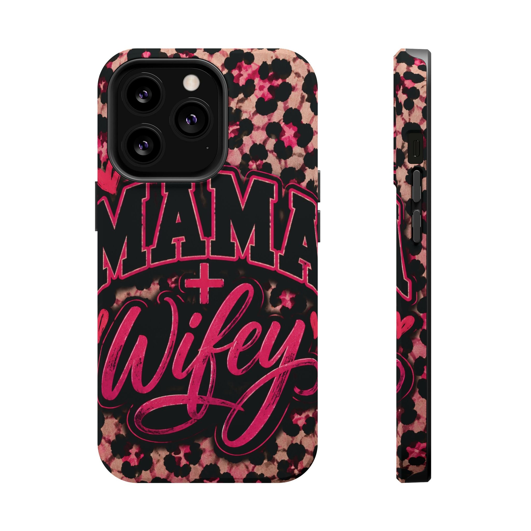 Phone Case — Pink Leopard "Mama Wifey" Magnetic Impact-Resistant Case