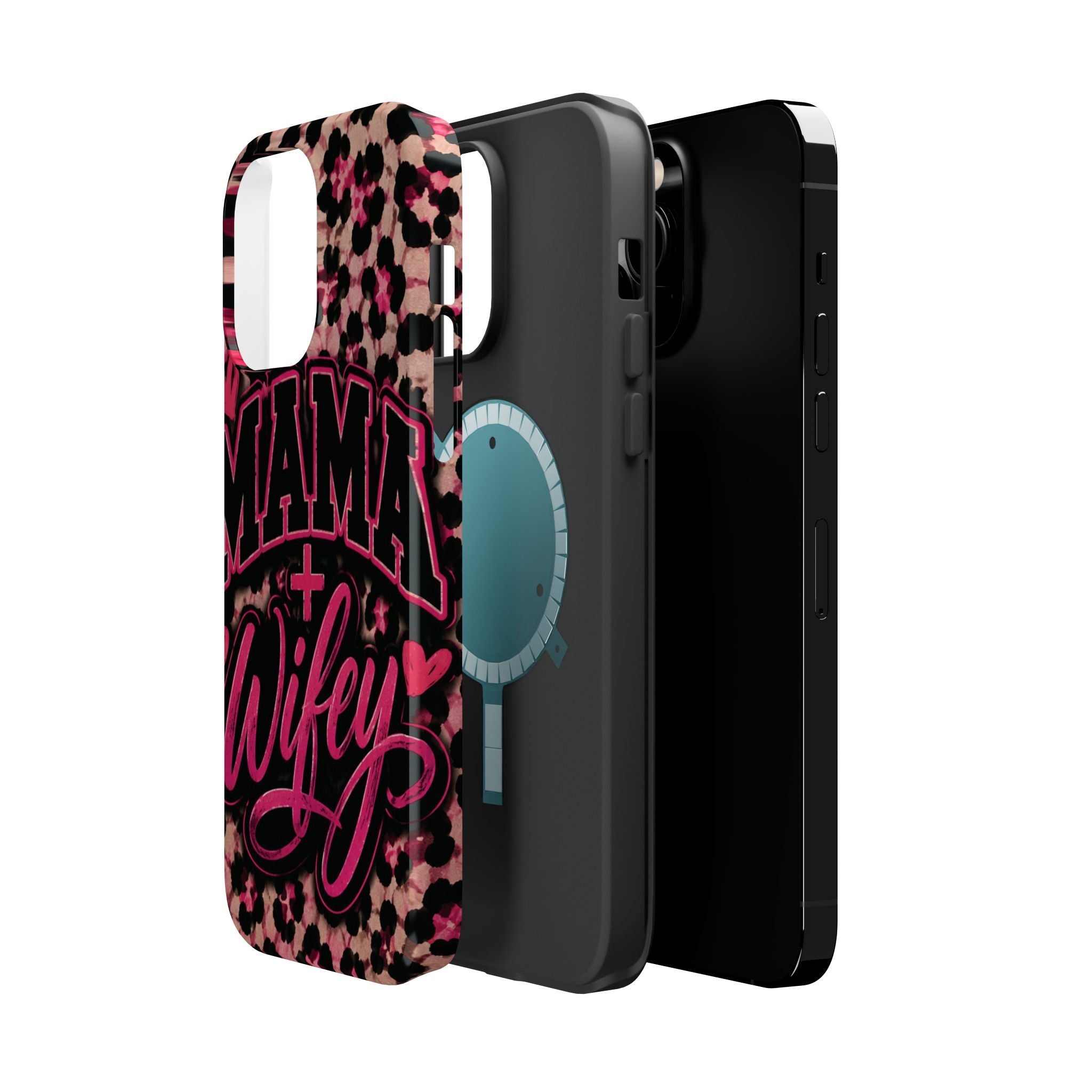Phone Case — Pink Leopard "Mama Wifey" Magnetic Impact-Resistant Case