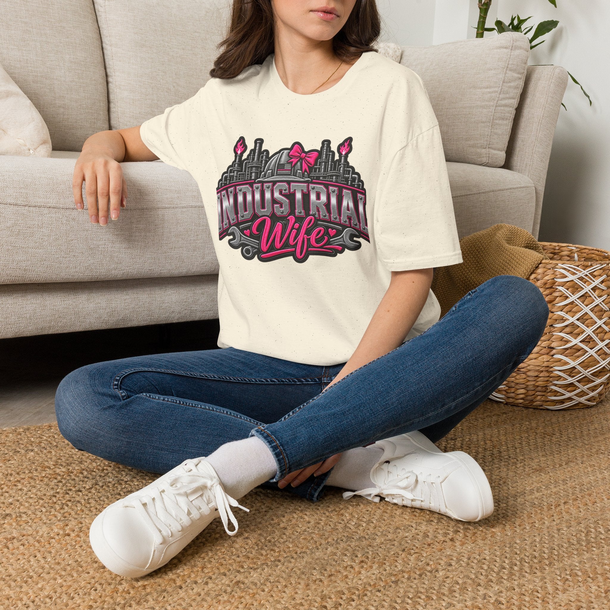Industrial Wife T-Shirt — Pink Bow Steel Mill Apparel