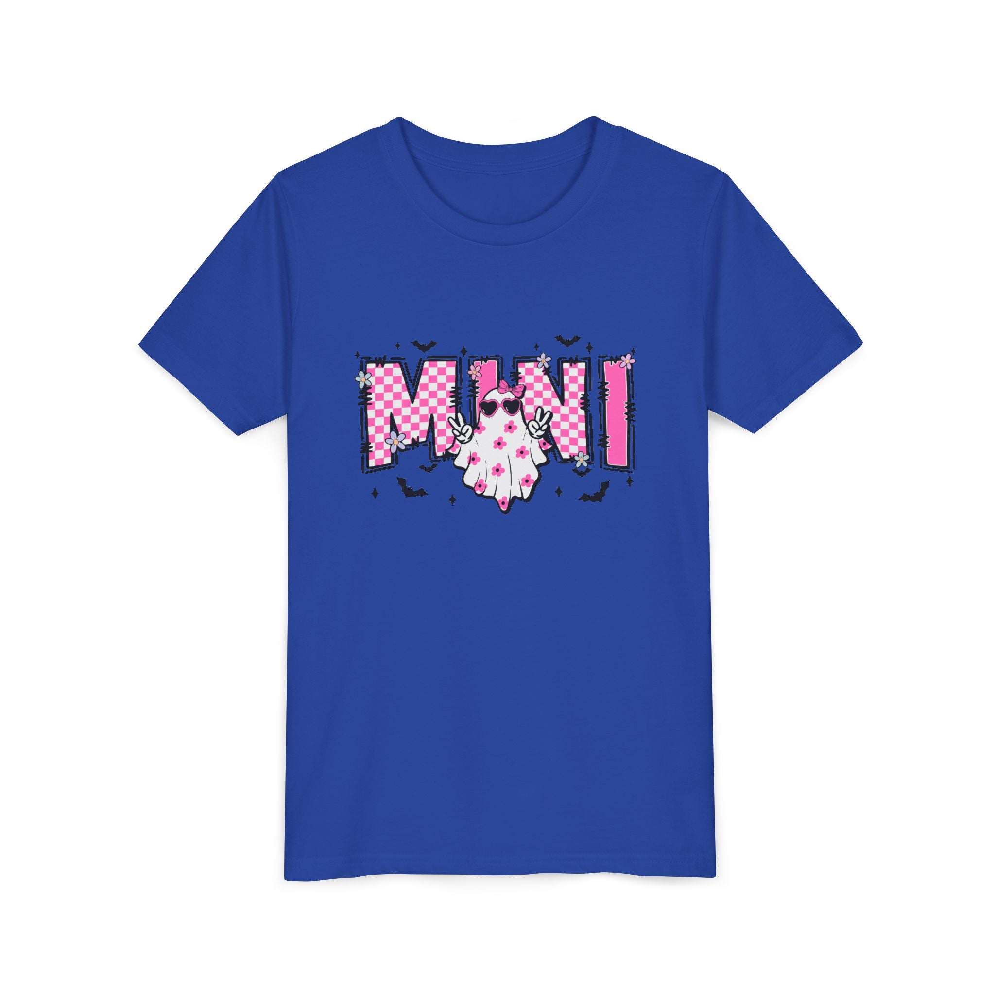 Youth Tee – 'Mimi' Pink Checker Ghost Graphic Kids Shirt