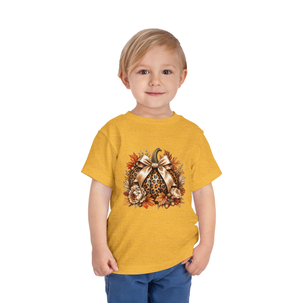 Toddler Tee — Leopard Pumpkin Fall Floral Design