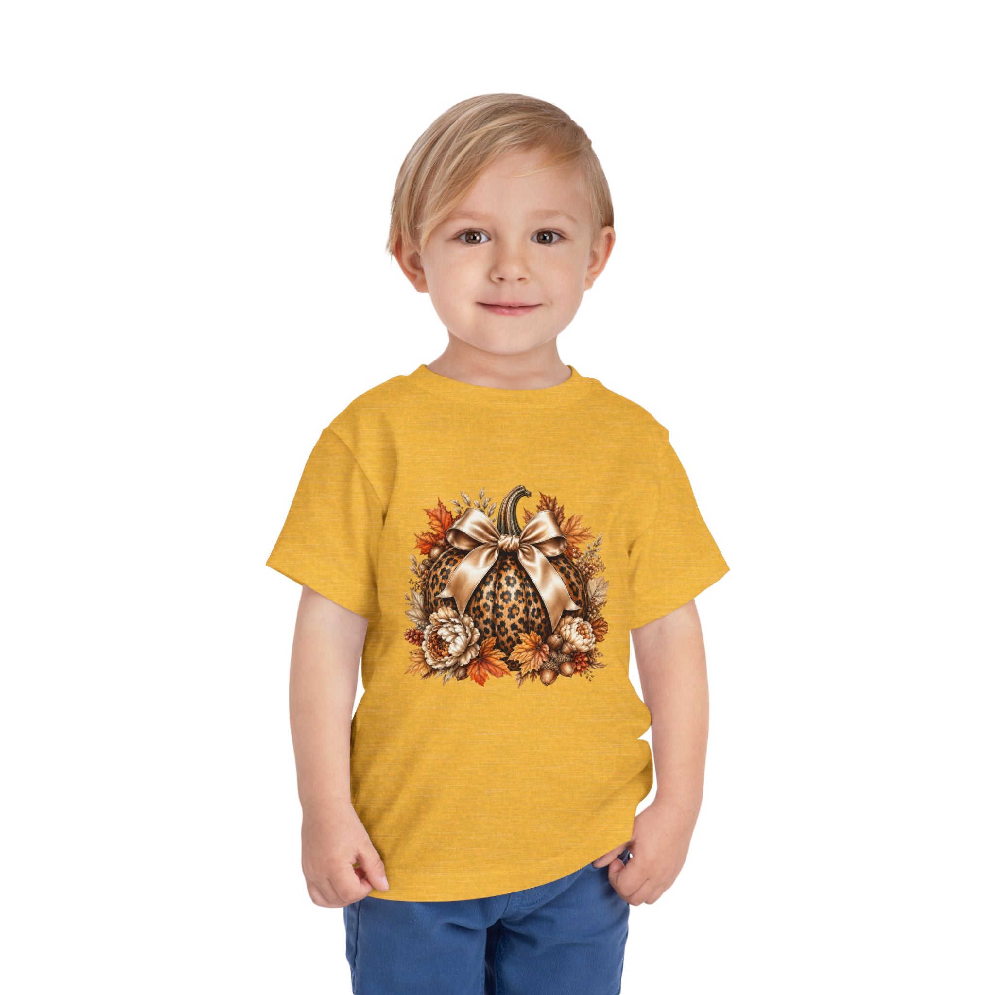 Toddler Tee — Leopard Pumpkin Fall Floral Design
