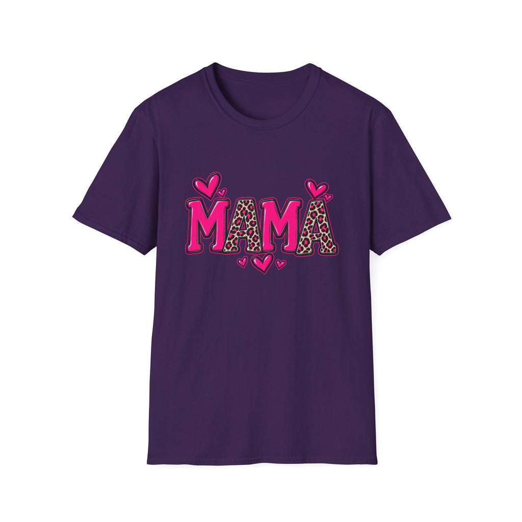 Mama Leopard Heart T‑Shirt — Cute Pink Mama Graphic Tee for Mothers’ Day