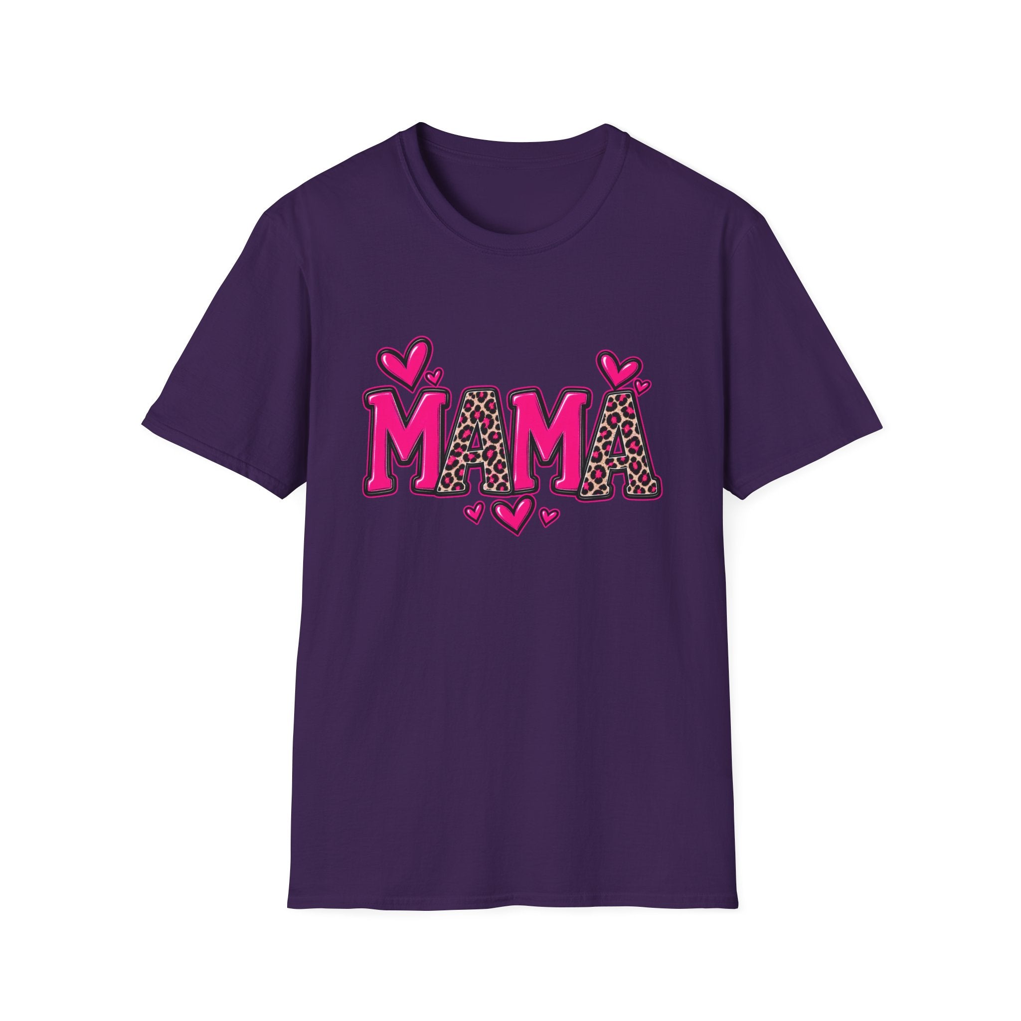Mama Leopard Heart T‑Shirt — Cute Pink Mama Graphic Tee for Mothers’ Day