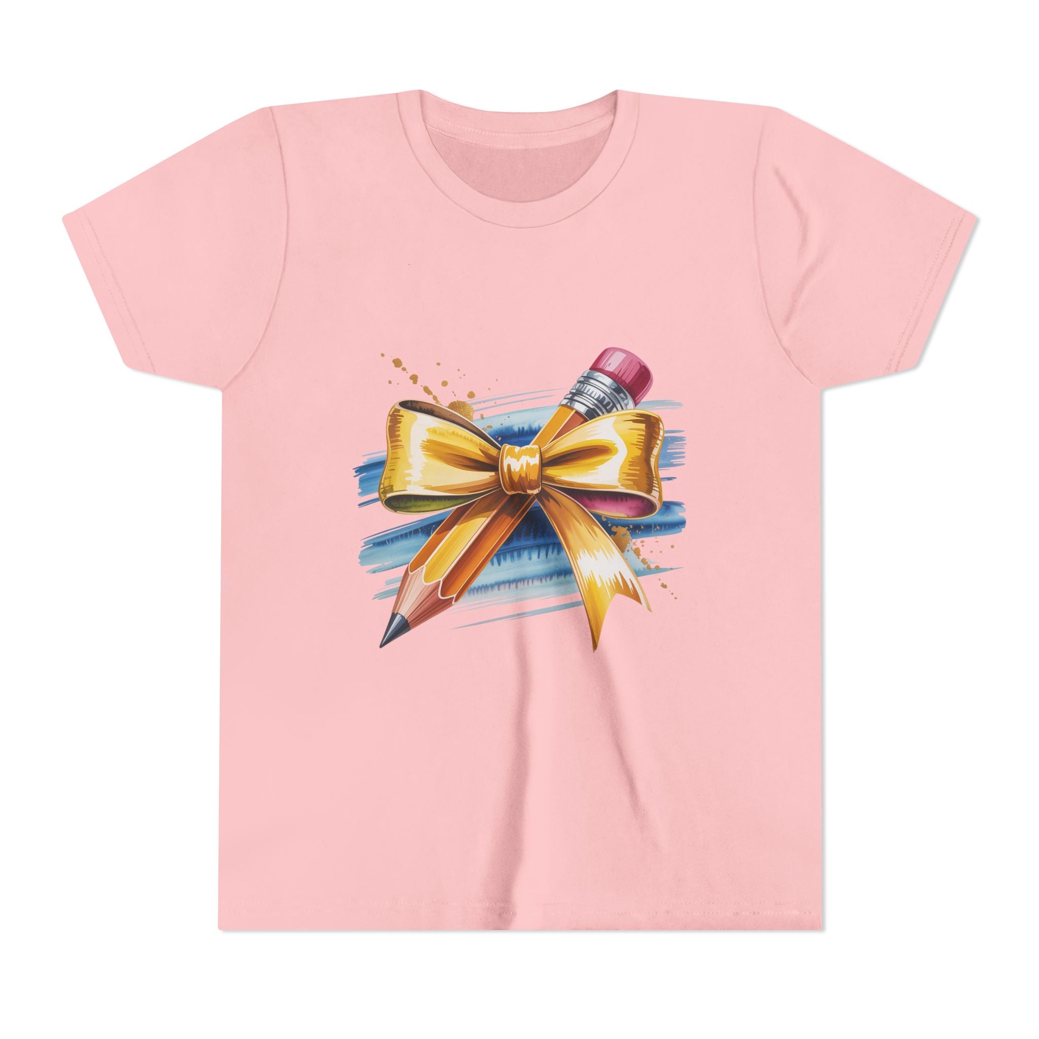 Youth Tee — Pencil with Gold Bow Back-to-School