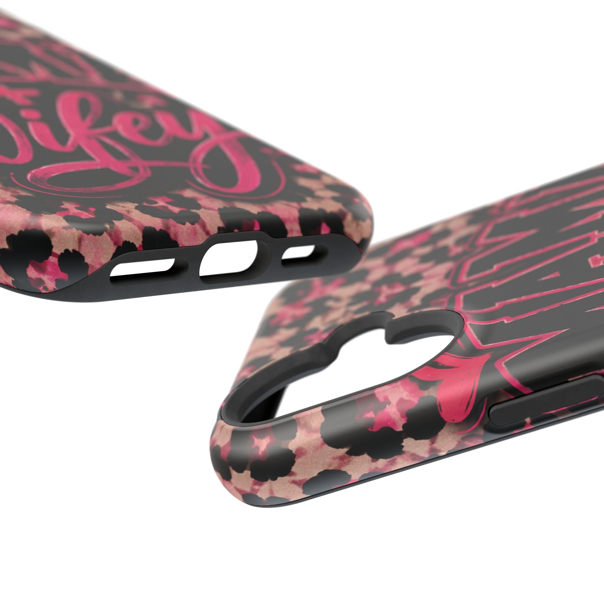 Phone Case — Pink Leopard "Mama Wifey" Magnetic Impact-Resistant Case