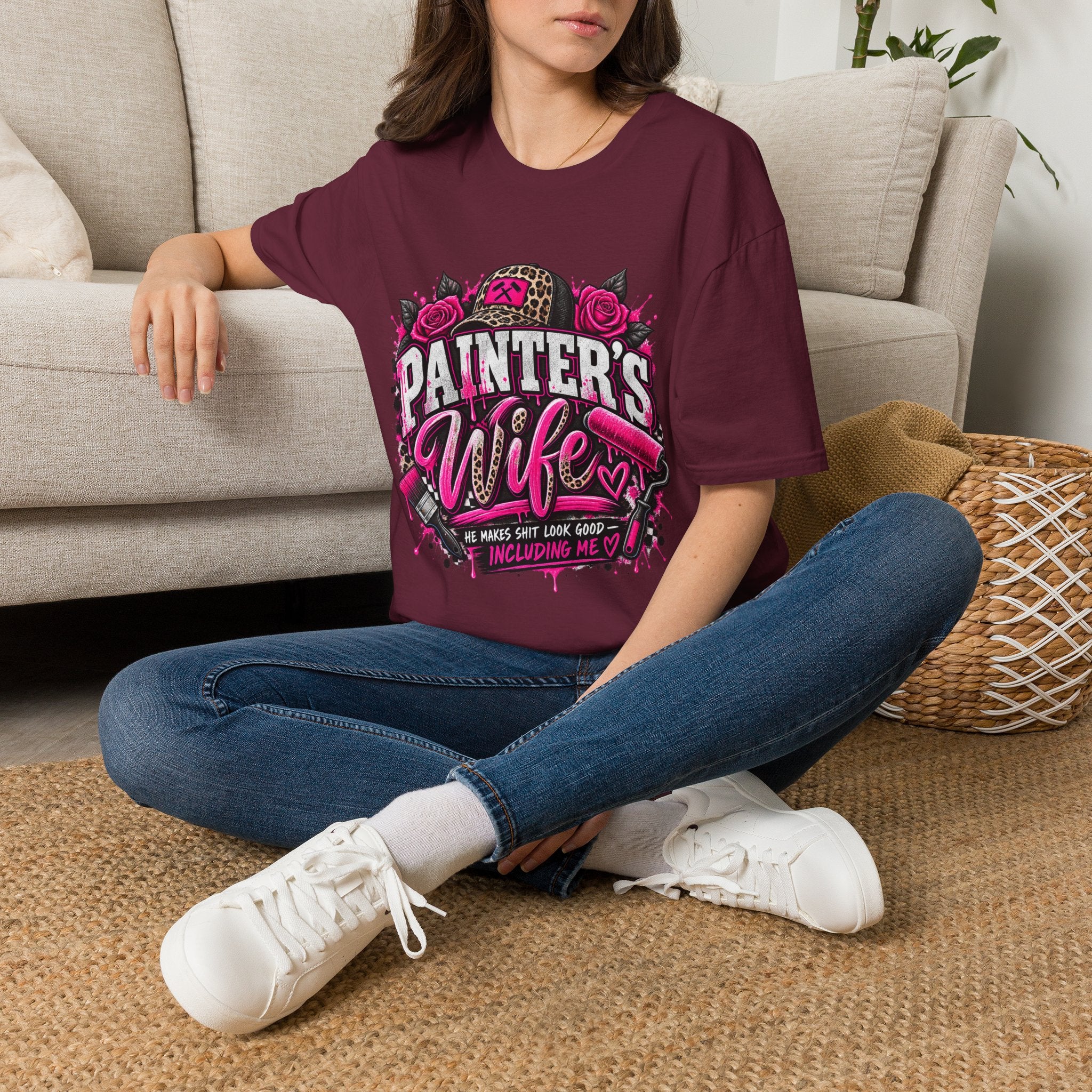 Painter's Wife T-Shirt — Floral Skull & Leopard Print Artist Wife Tee