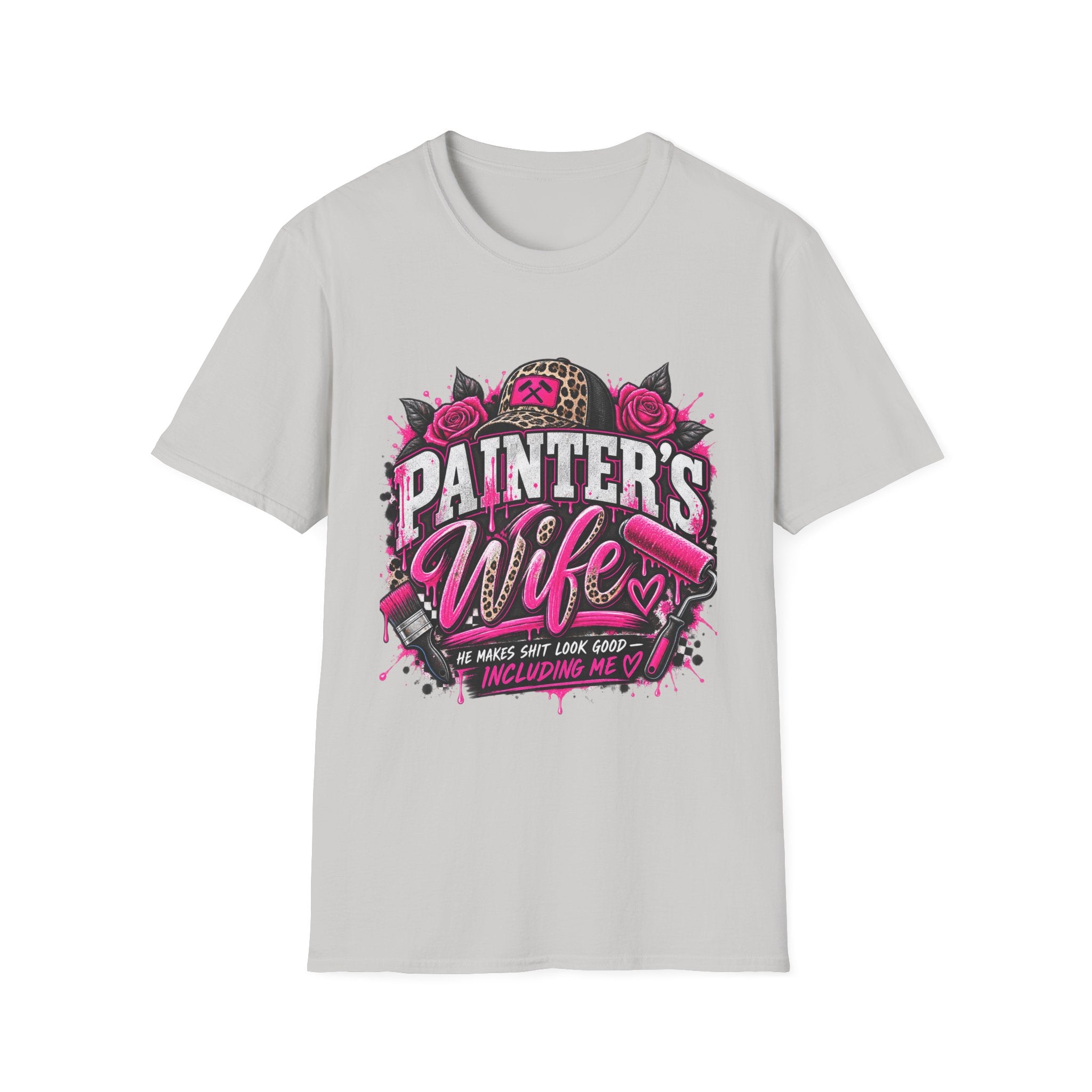 Painter's Wife T-Shirt — Floral Skull & Leopard Print Artist Wife Tee