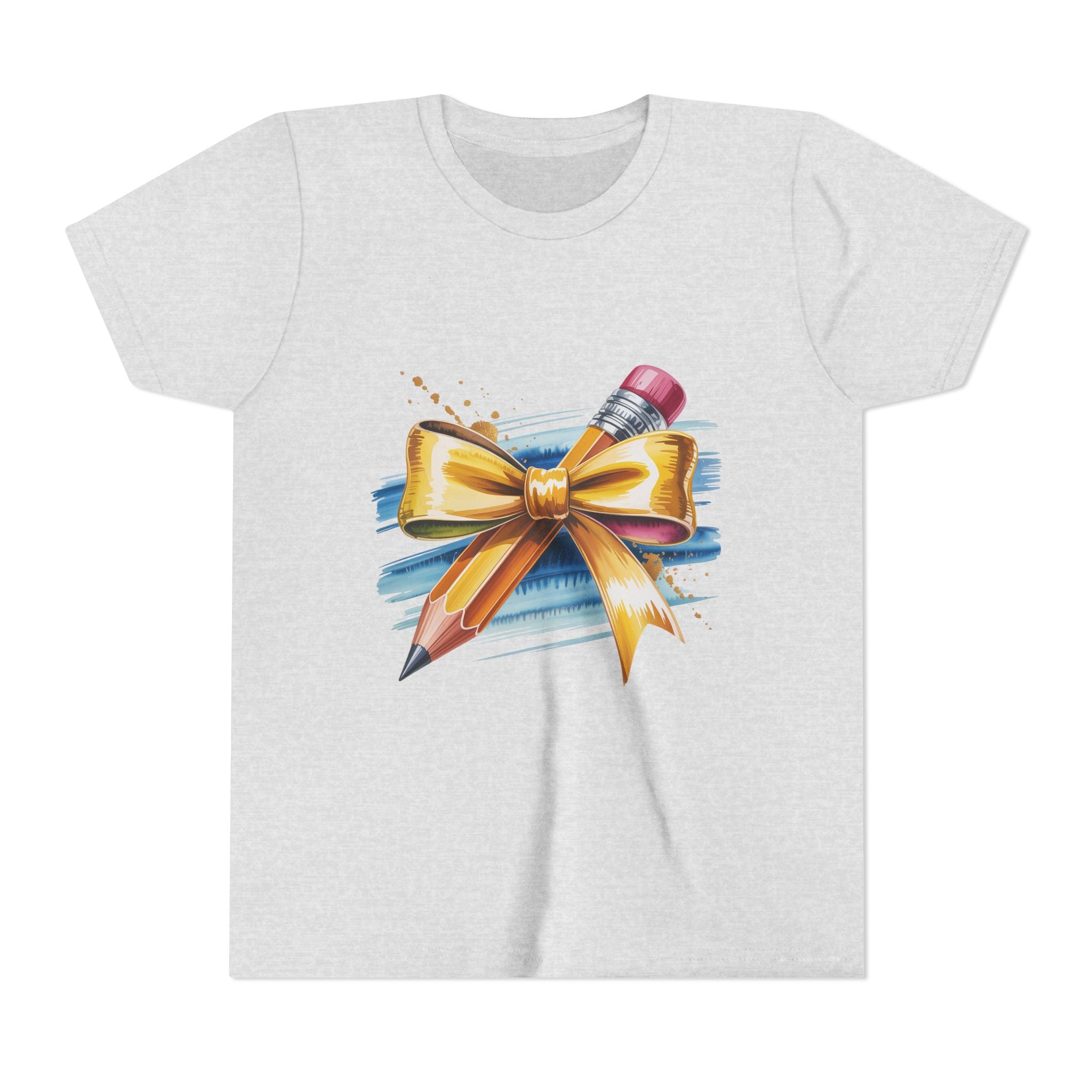 Youth Tee — Pencil with Gold Bow Back-to-School