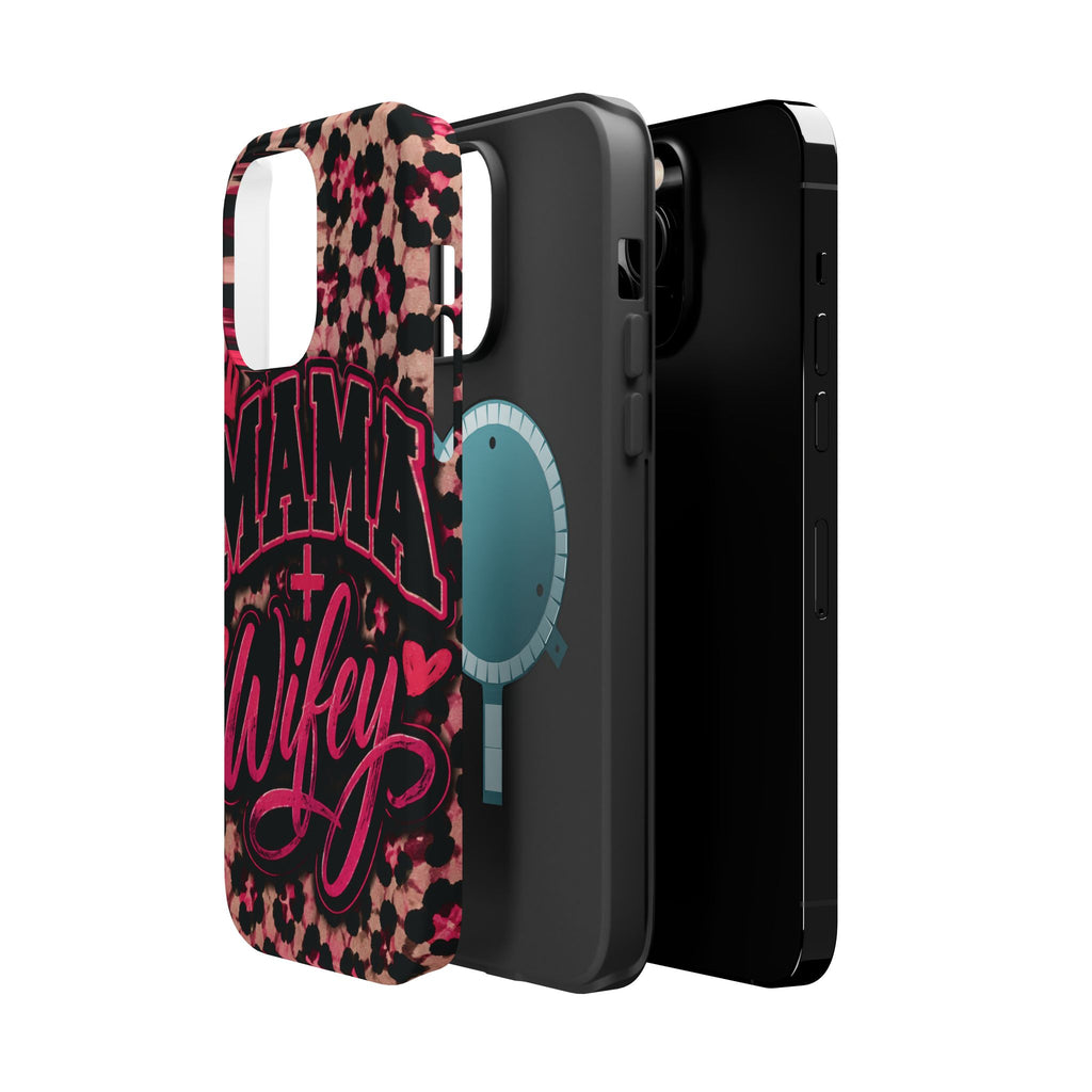 Phone Case — Pink Leopard "Mama Wifey" Magnetic Impact-Resistant Case