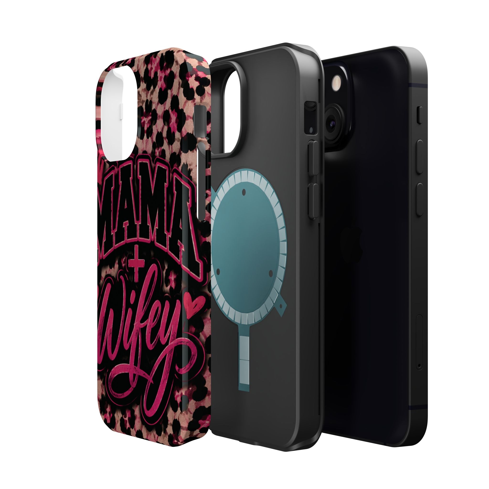 Phone Case — Pink Leopard "Mama Wifey" Magnetic Impact-Resistant Case