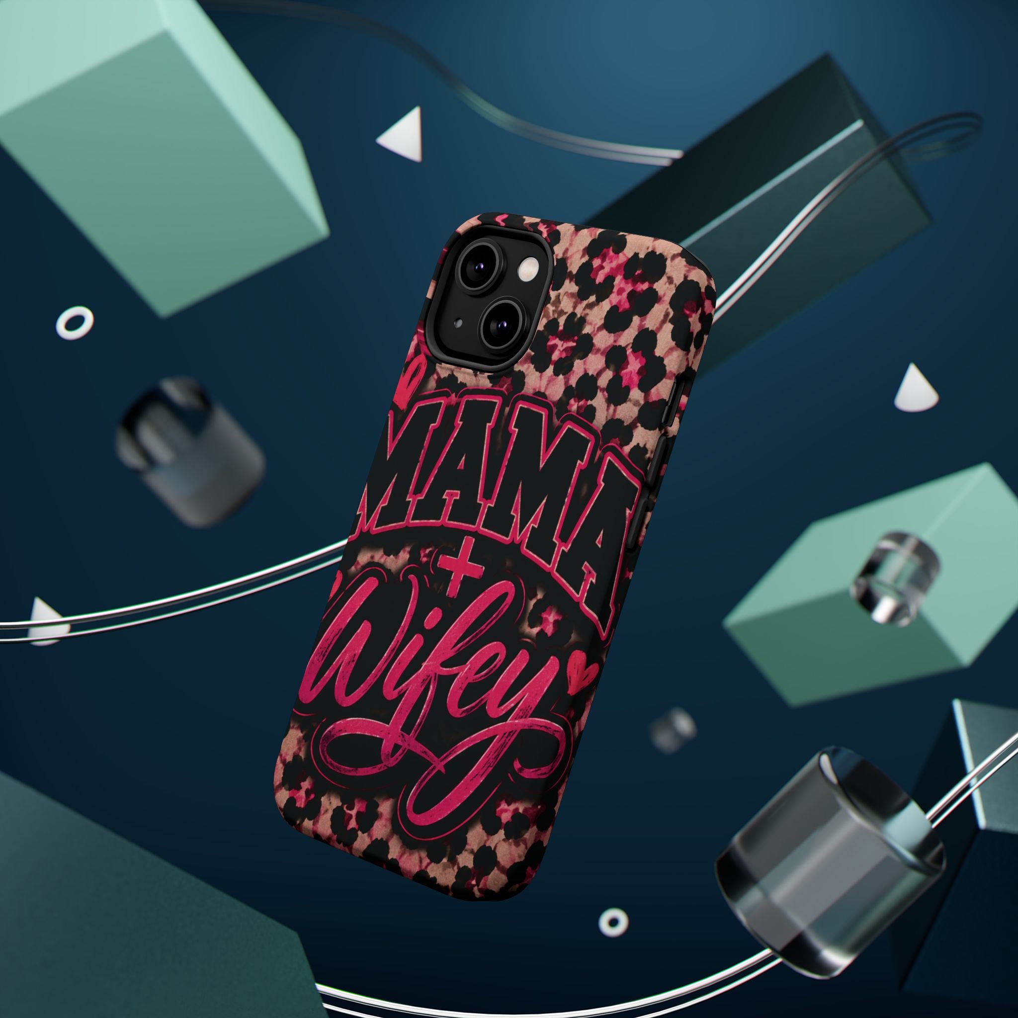 Phone Case — Pink Leopard "Mama Wifey" Magnetic Impact-Resistant Case
