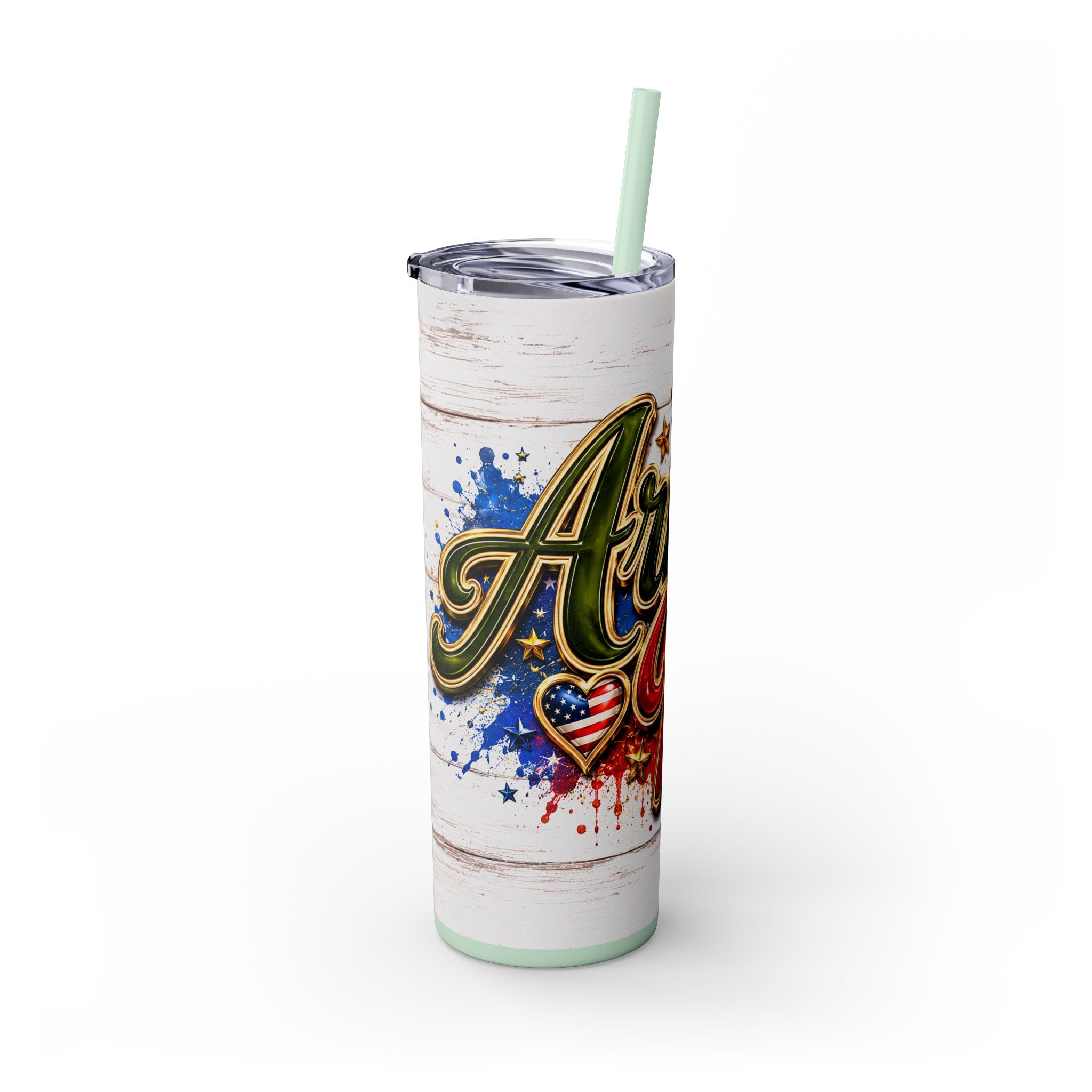 Army Wife Tumbler With Changeable Colored Straw