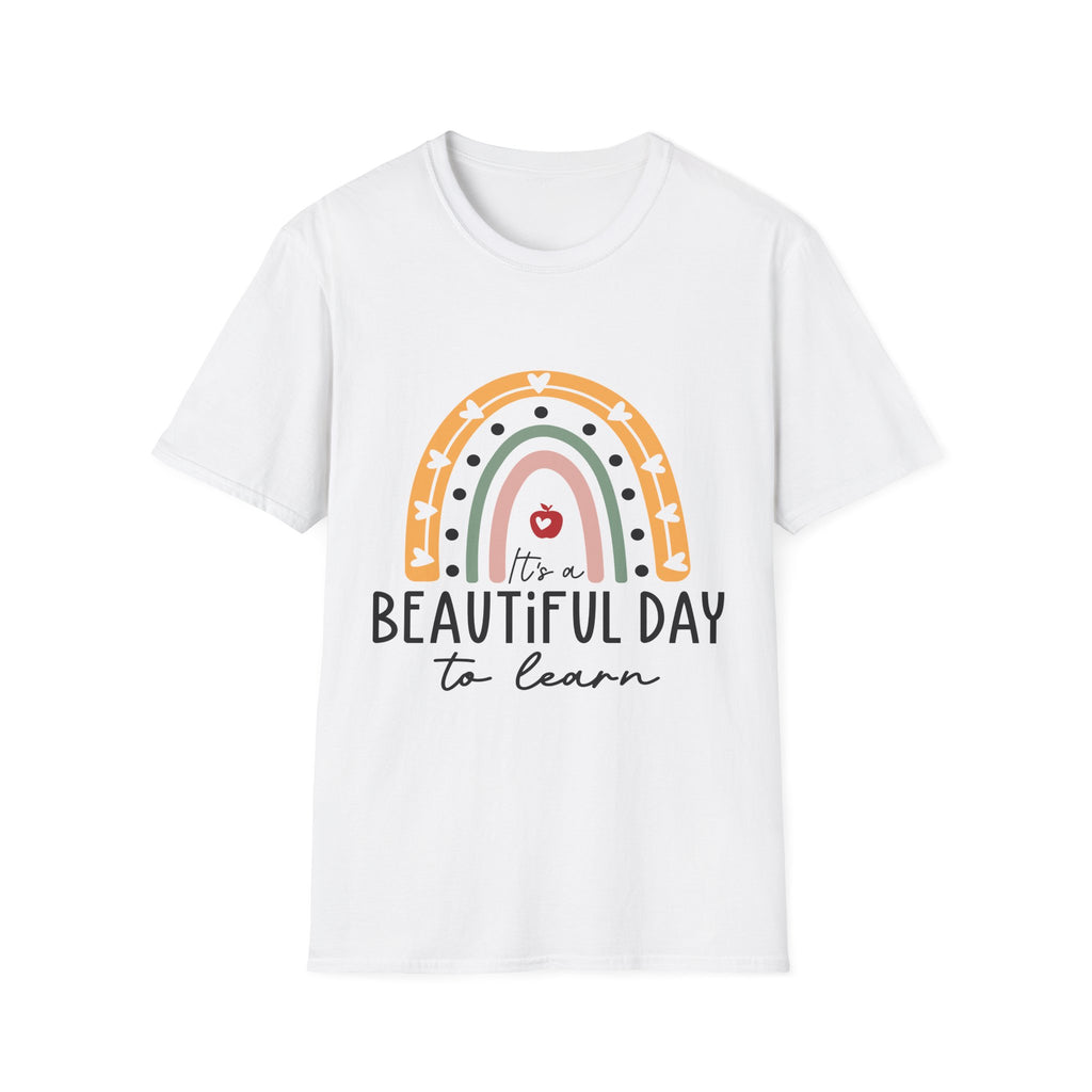 Teacher Rainbow T-Shirt — 'Beautiful Day to Learn' Tee