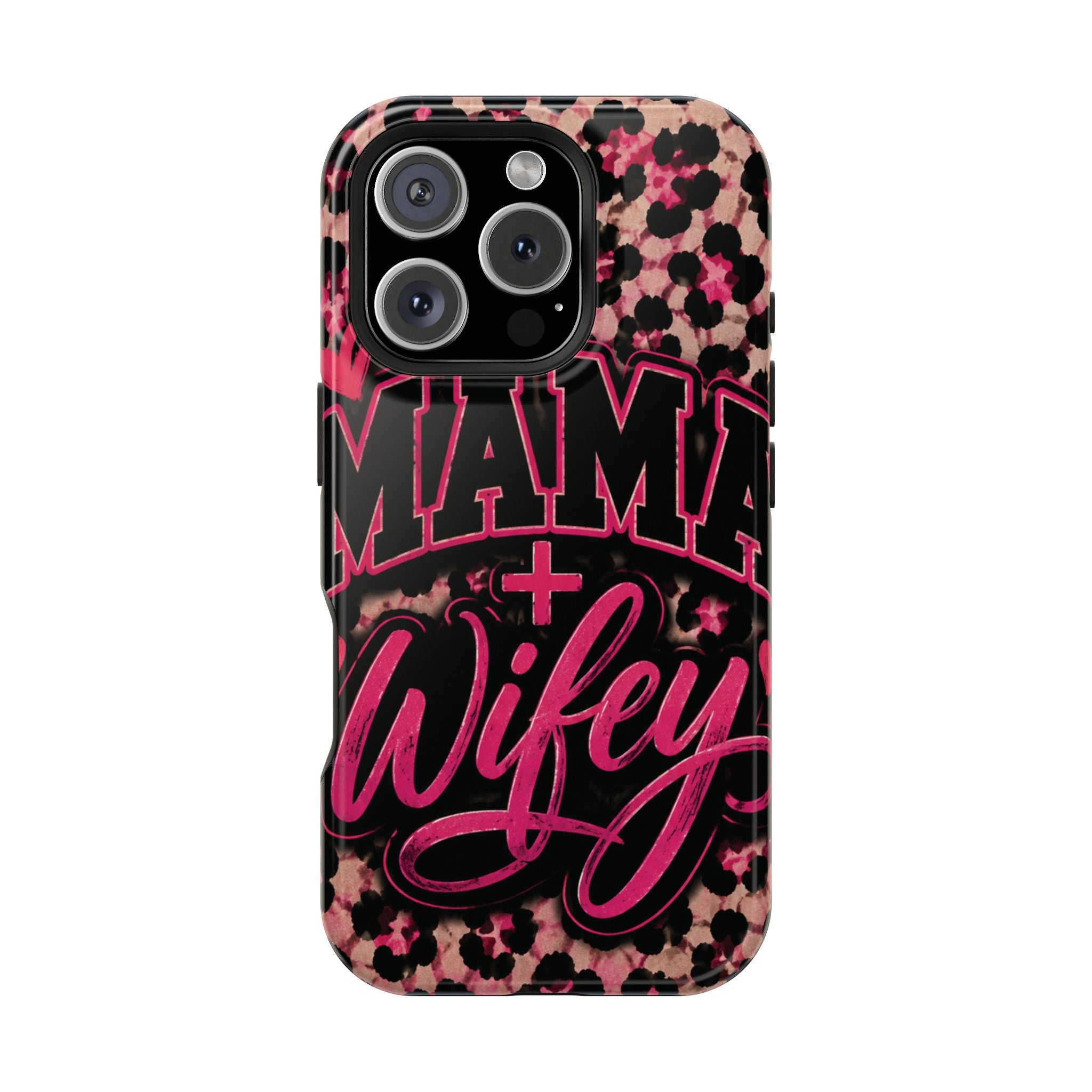 Phone Case — Pink Leopard "Mama Wifey" Magnetic Impact-Resistant Case