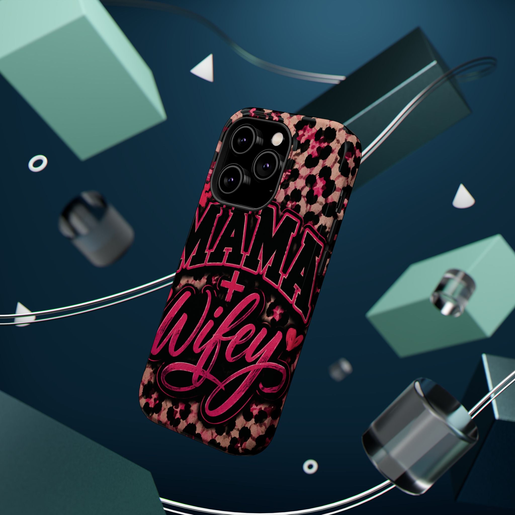 Phone Case — Pink Leopard "Mama Wifey" Magnetic Impact-Resistant Case