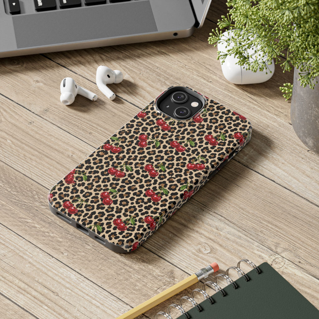 Cherry Leopard Tough Phone Case
