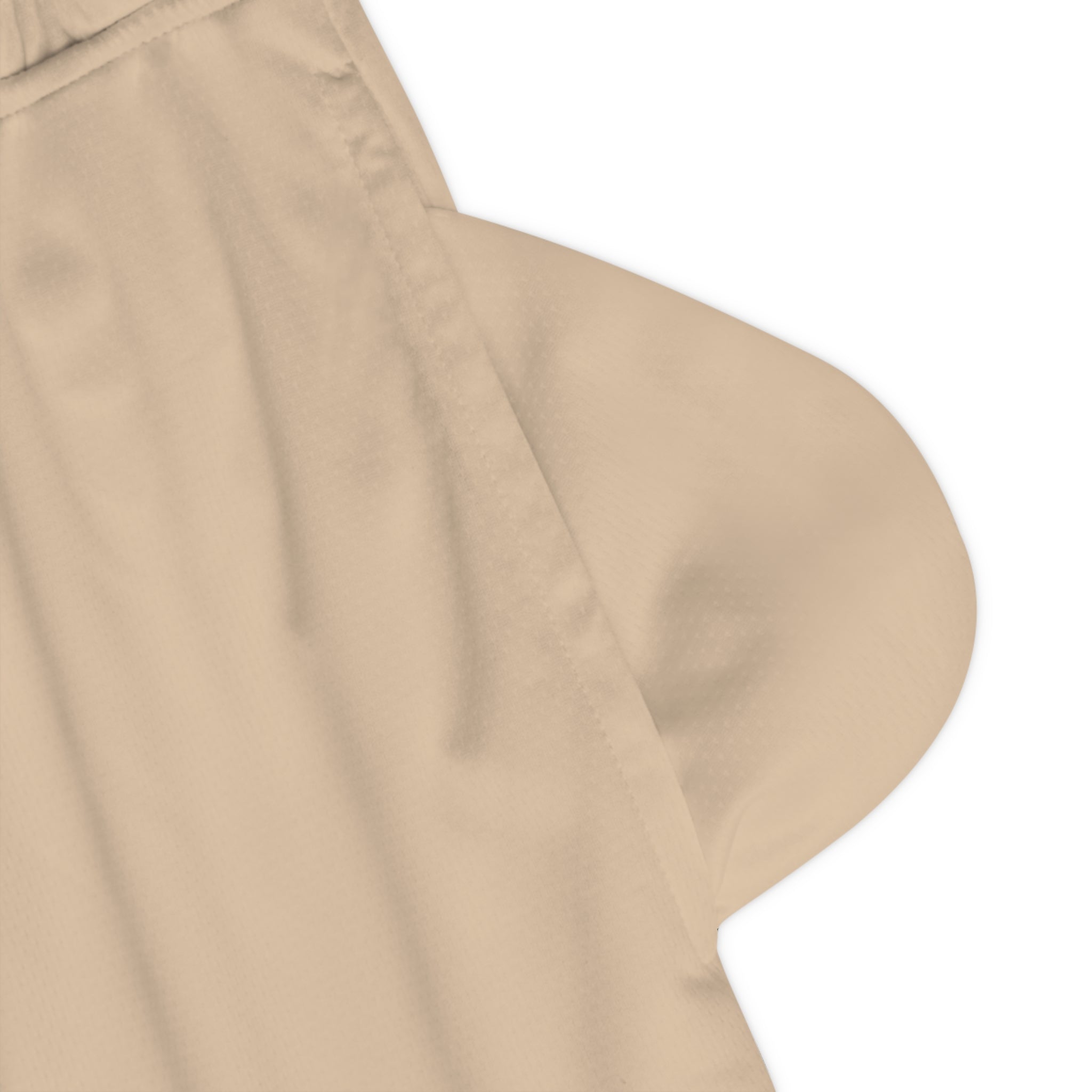 Beige Basketball Shorts with Black Trim – Athletic Ribbed Performance Shorts