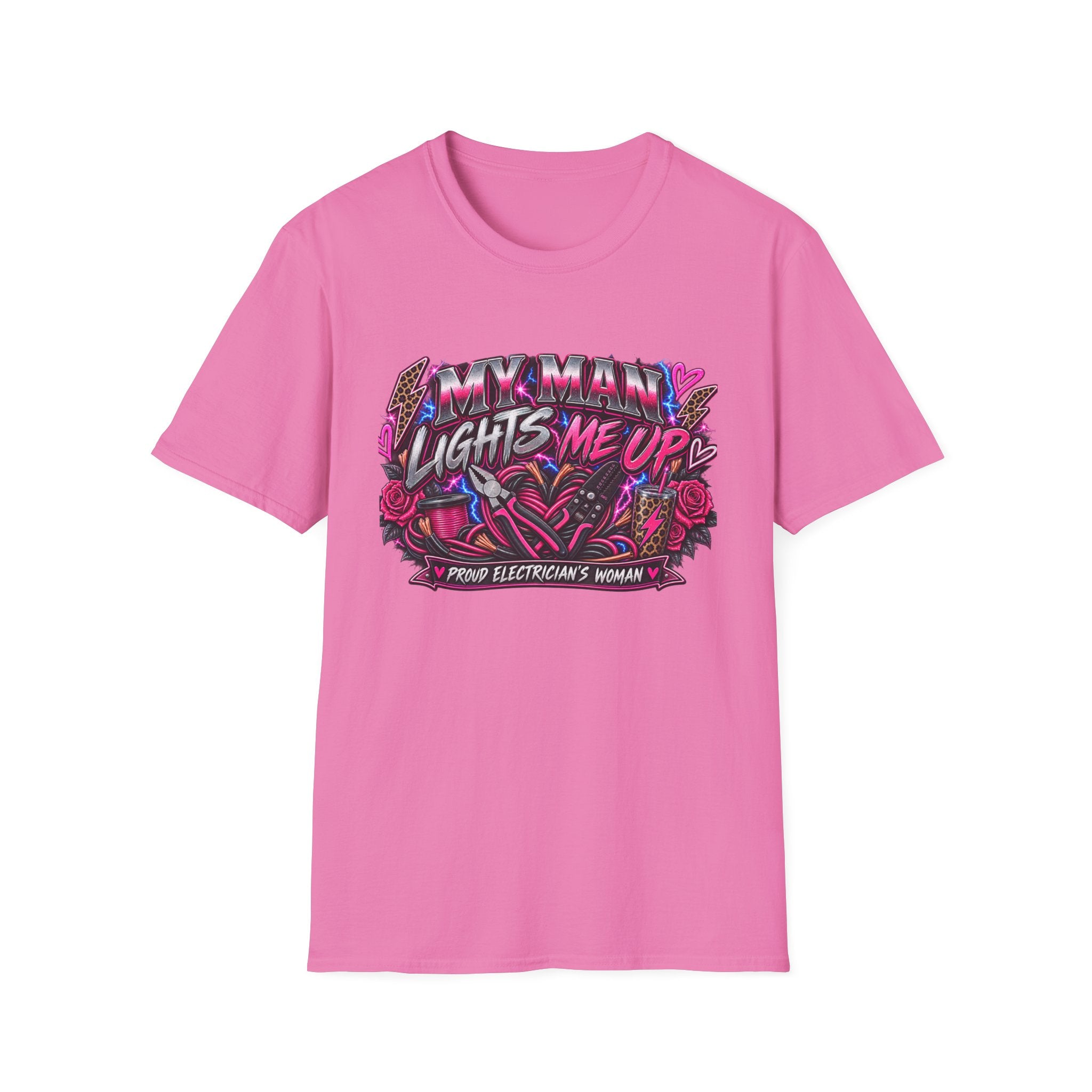 T‑Shirt — "My Man Lights Me Up" Retro Neon Floral Graphic Tee