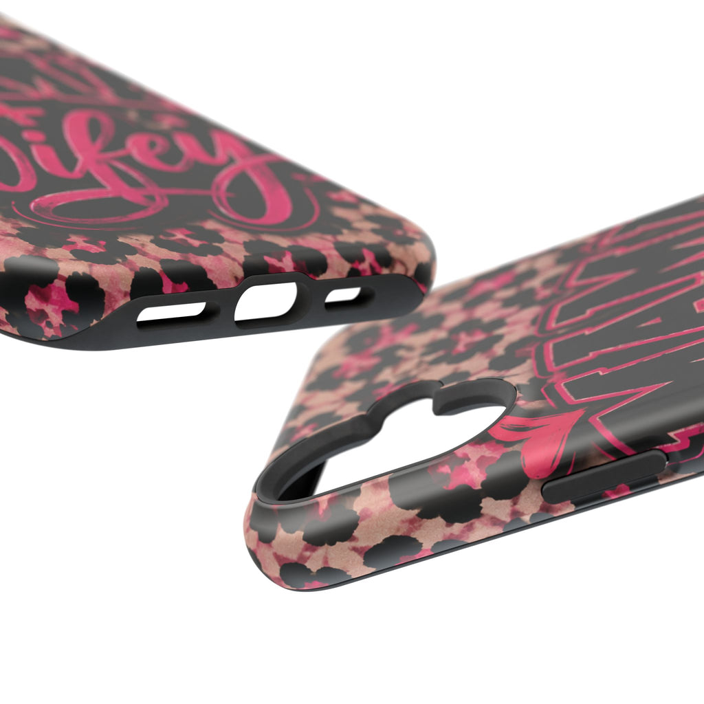 Phone Case — Pink Leopard "Mama Wifey" Magnetic Impact-Resistant Case