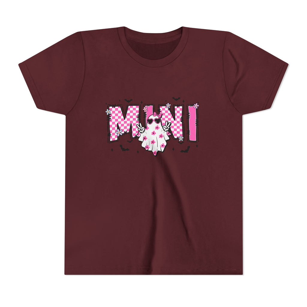 Youth Tee – 'Mimi' Pink Checker Ghost Graphic Kids Shirt
