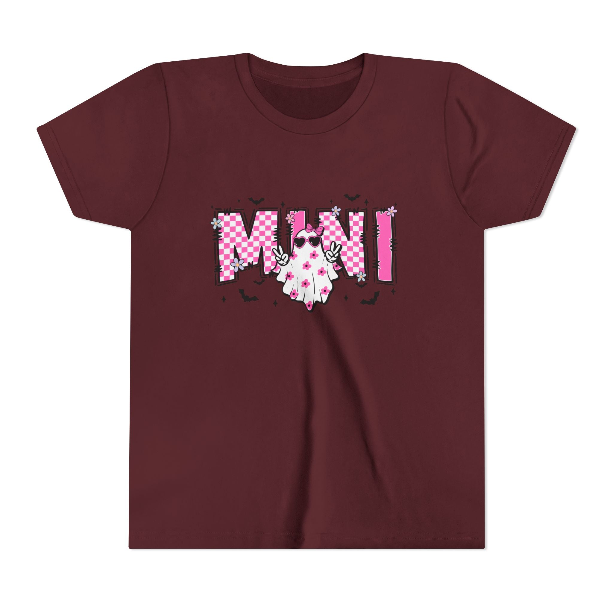 Youth Tee – 'Mimi' Pink Checker Ghost Graphic Kids Shirt