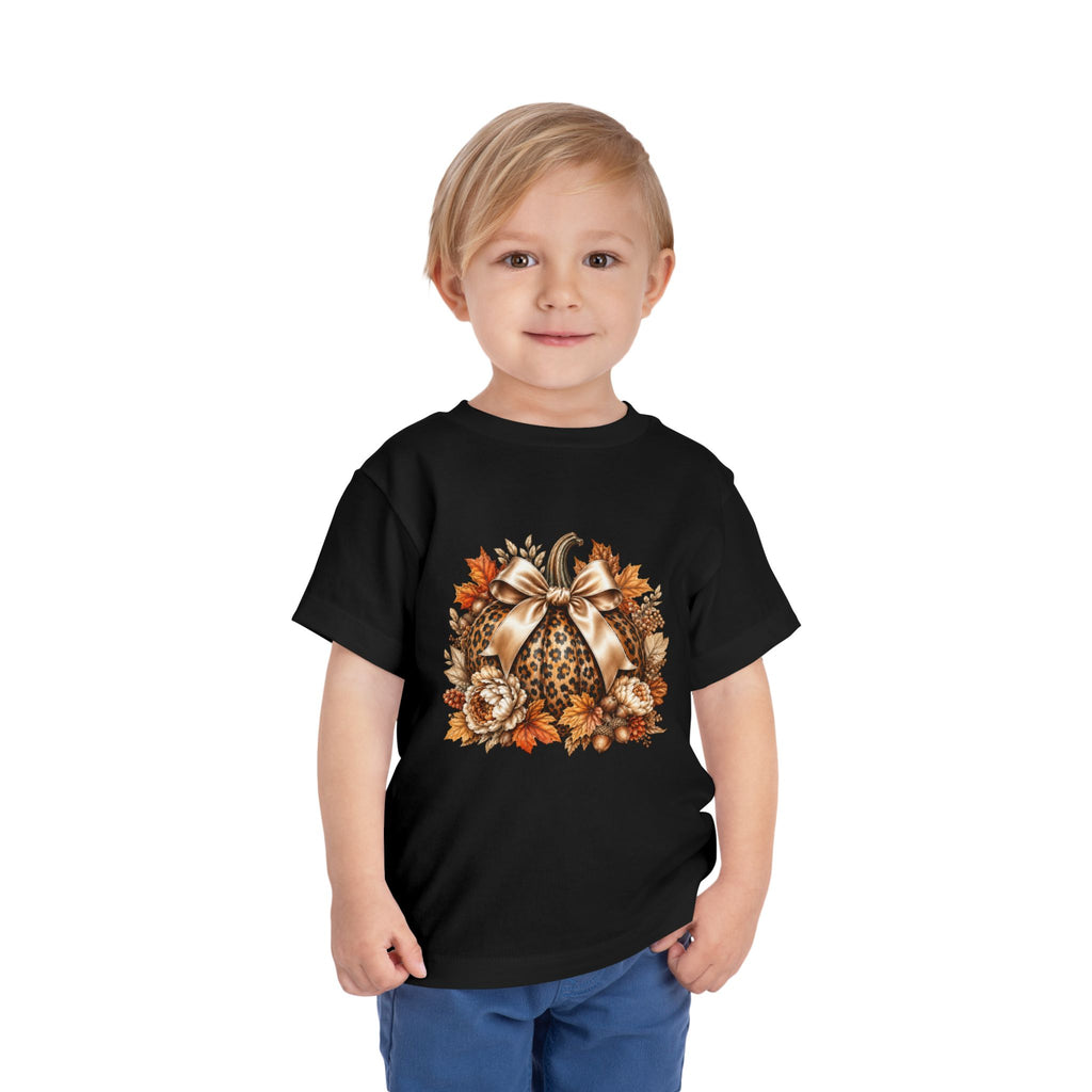 Toddler Tee — Leopard Pumpkin Fall Floral Design