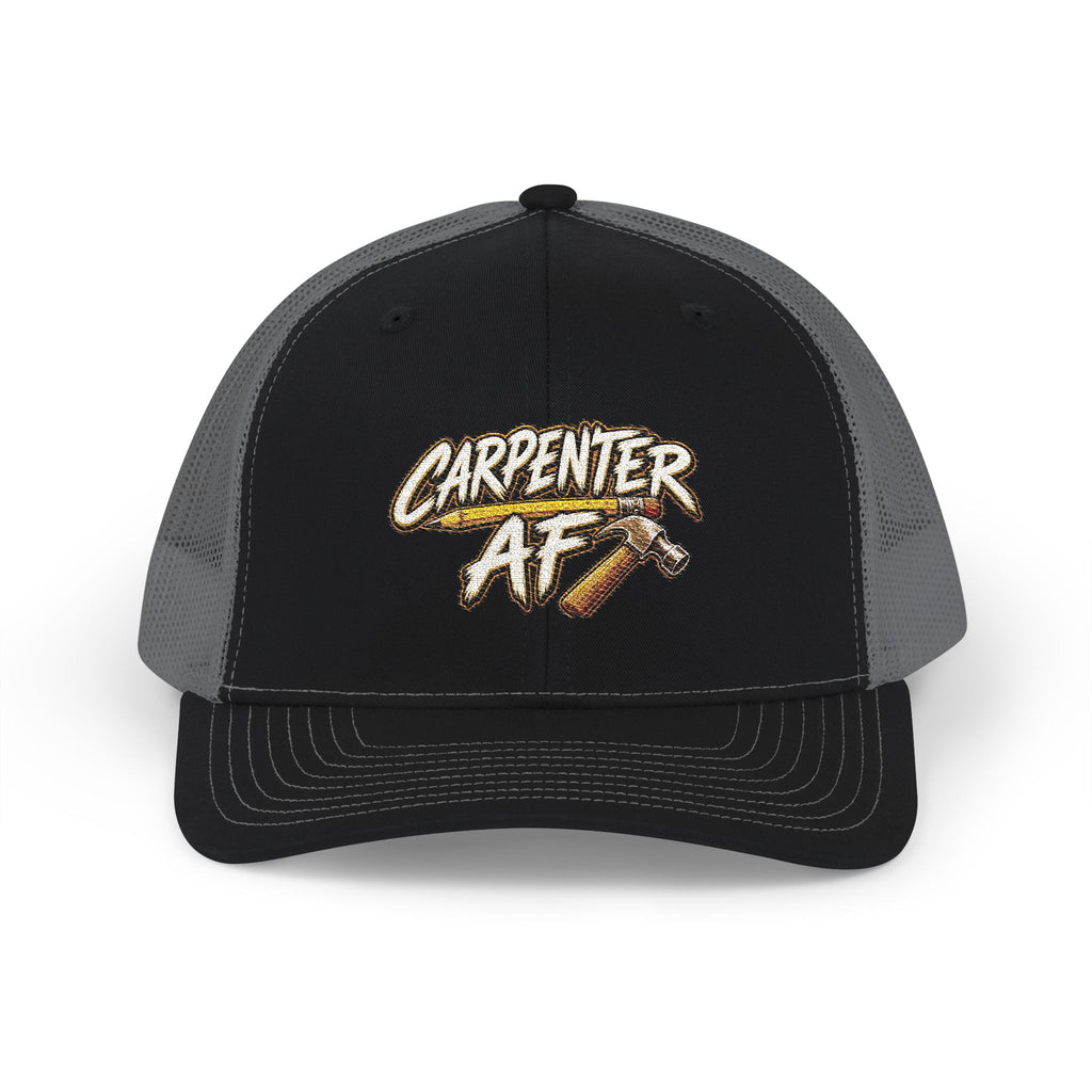 Carpenter AF Snapback Trucker Cap — Rustic Hammer Logo Hat for Woodworkers