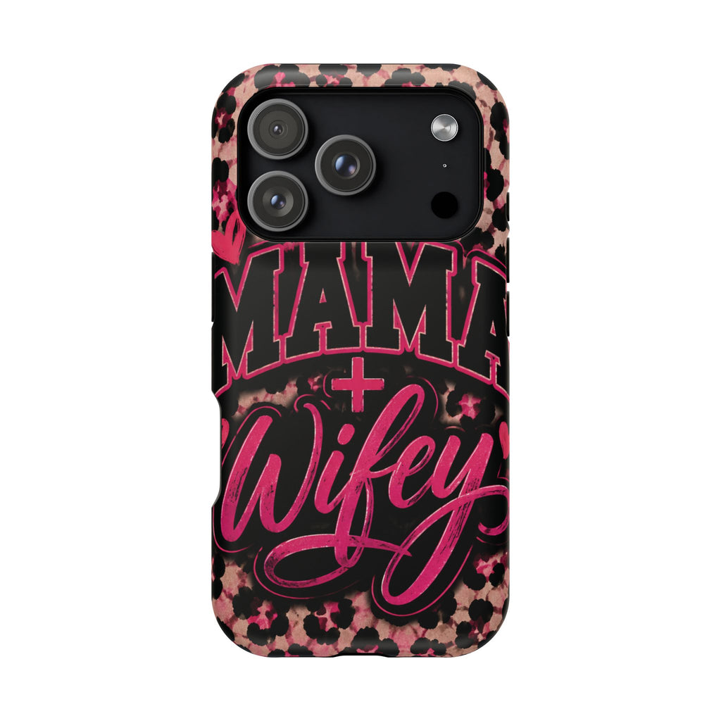 Phone Case — Pink Leopard "Mama Wifey" Magnetic Impact-Resistant Case