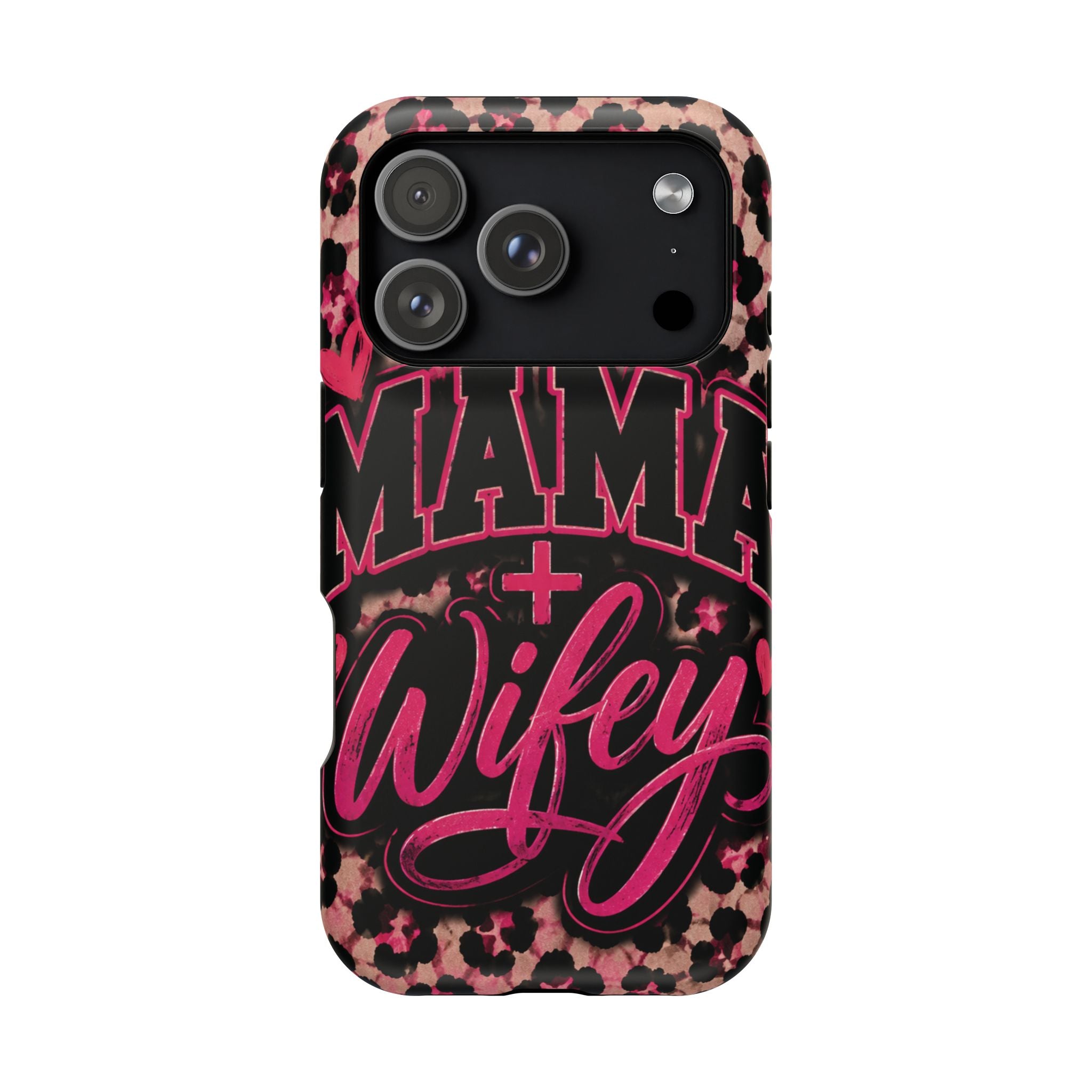 Phone Case — Pink Leopard "Mama Wifey" Magnetic Impact-Resistant Case