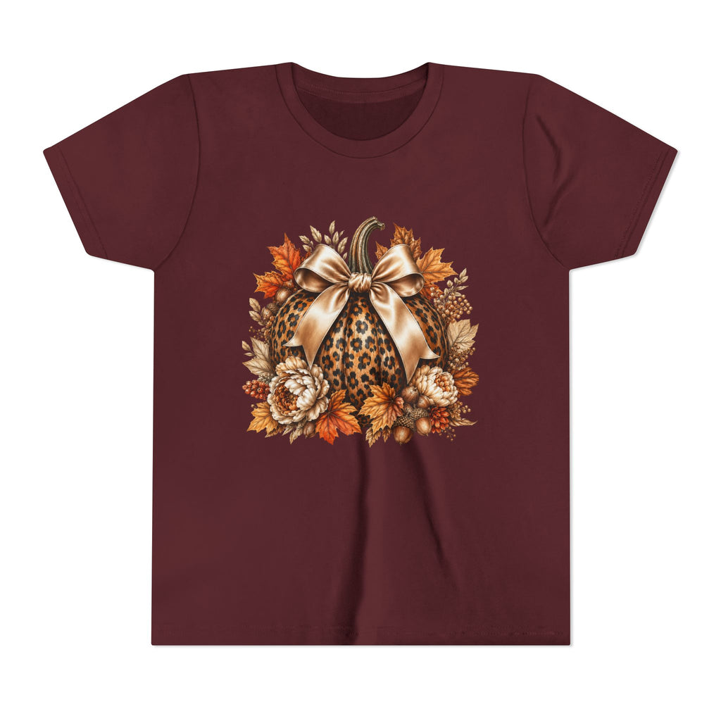 Youth Tee — Leopard Pumpkin Fall Graphic Shirt