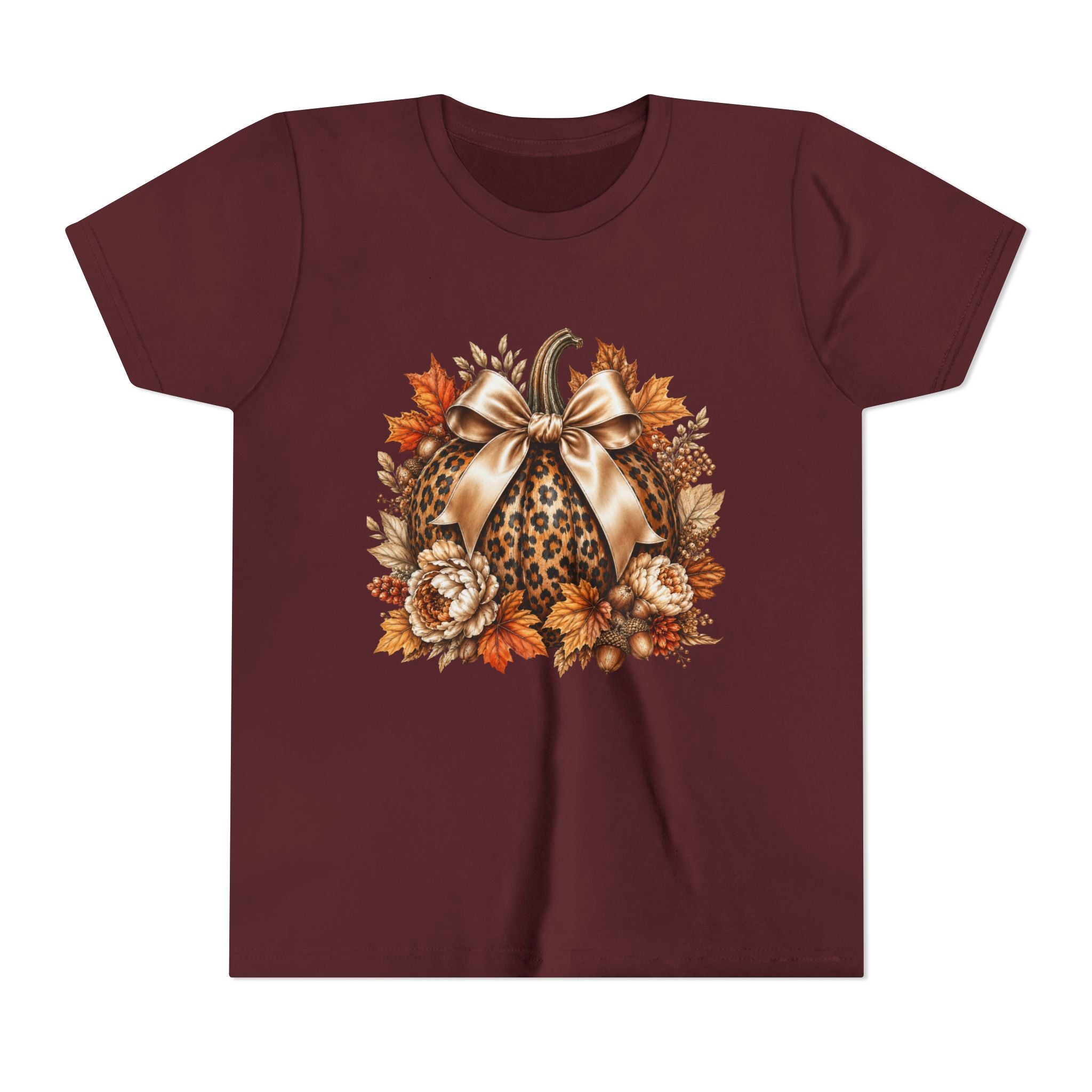 Youth Tee — Leopard Pumpkin Fall Graphic Shirt