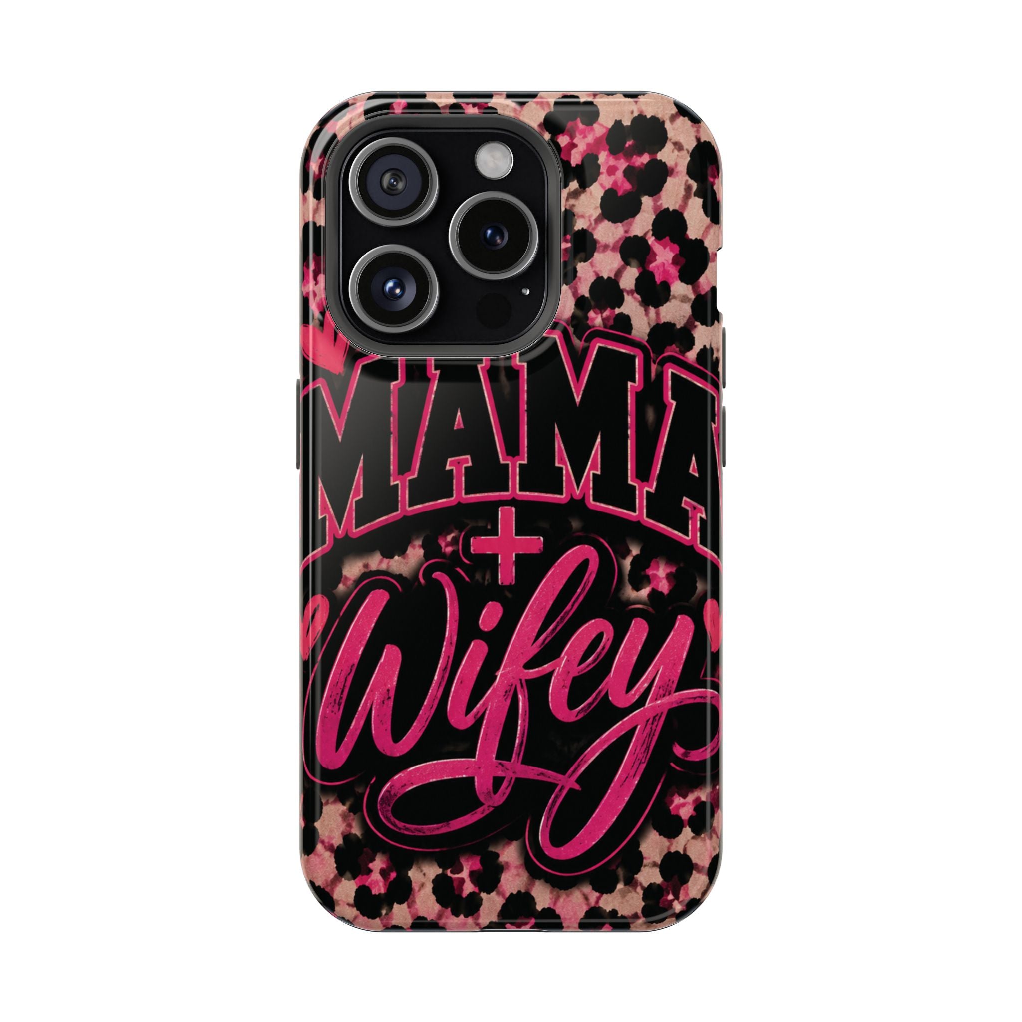 Phone Case — Pink Leopard "Mama Wifey" Magnetic Impact-Resistant Case