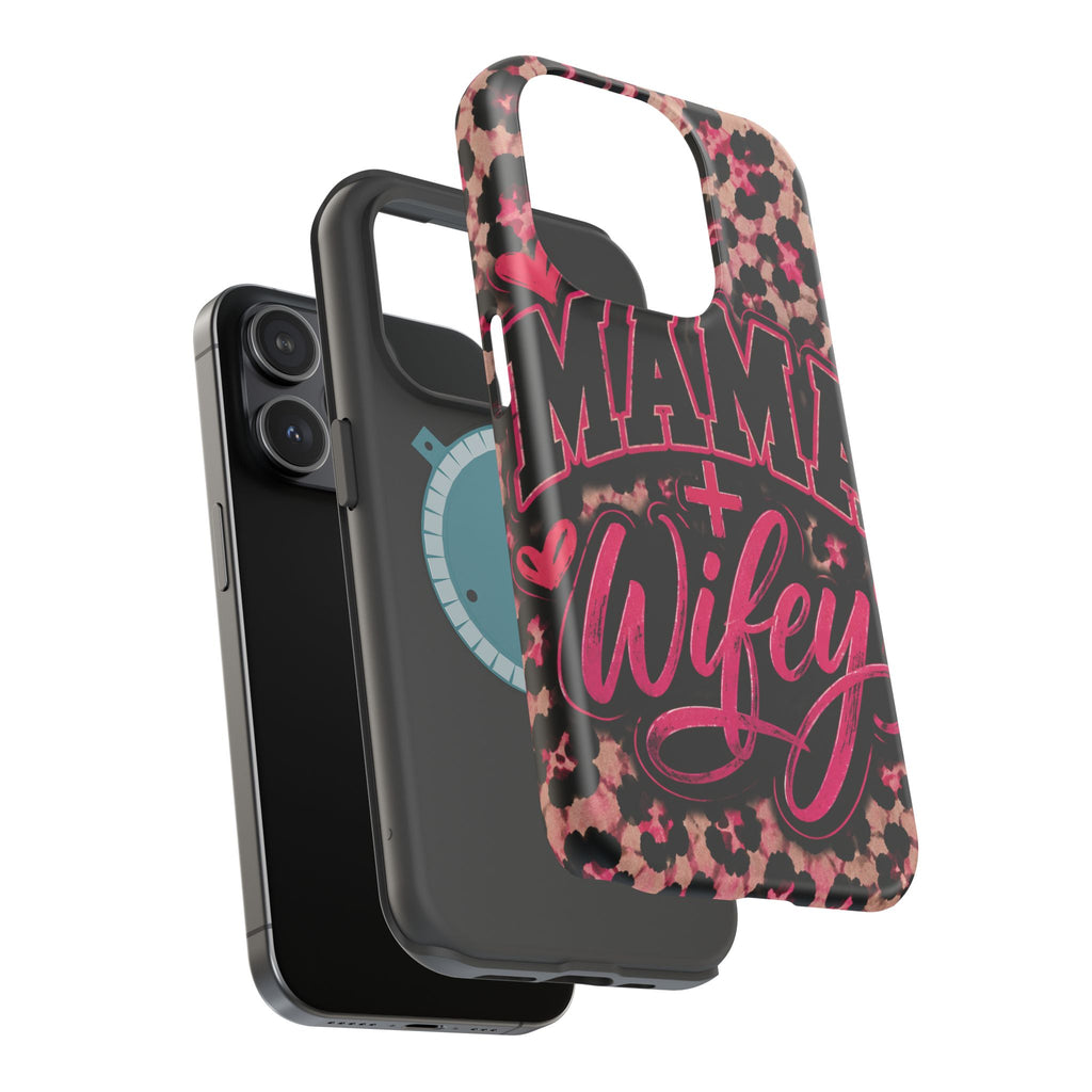 Phone Case — Pink Leopard "Mama Wifey" Magnetic Impact-Resistant Case