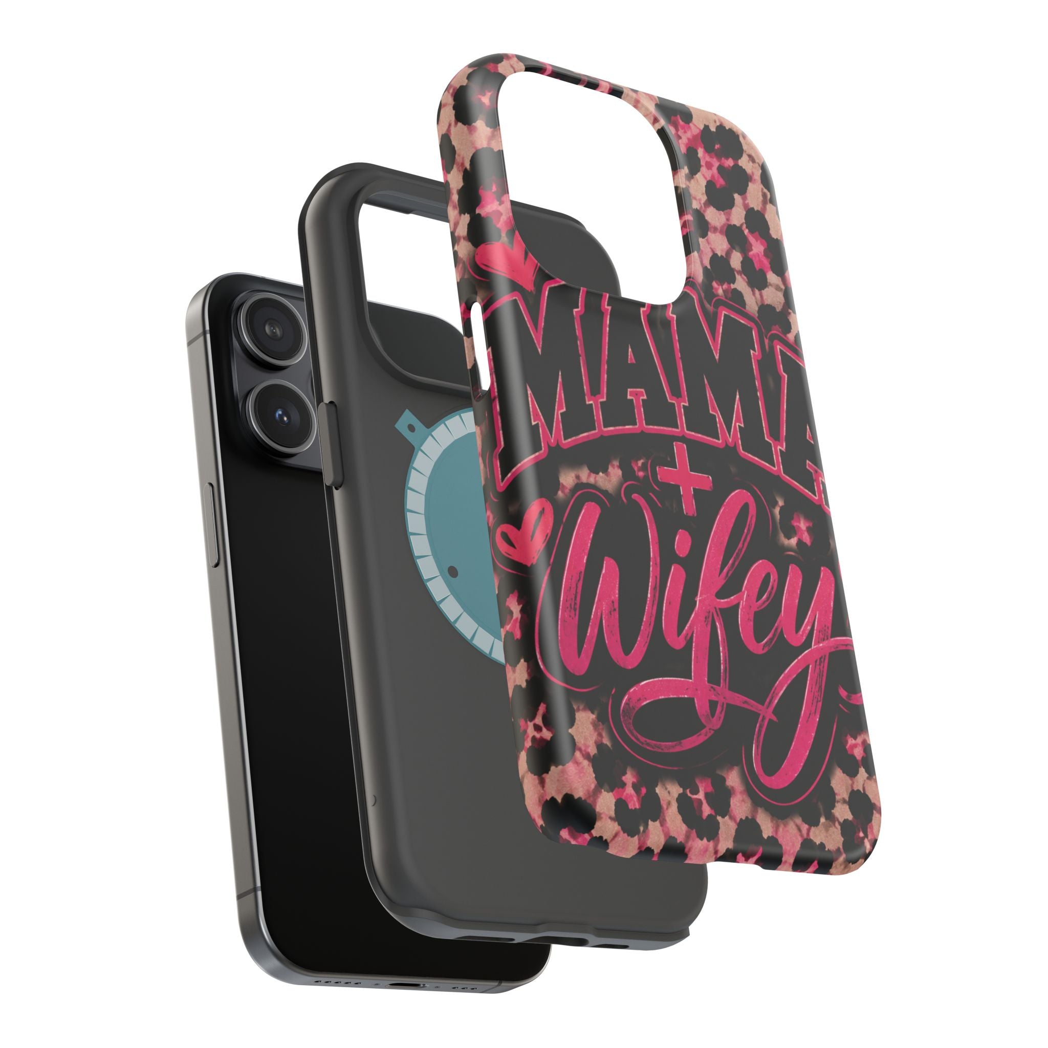 Phone Case — Pink Leopard "Mama Wifey" Magnetic Impact-Resistant Case