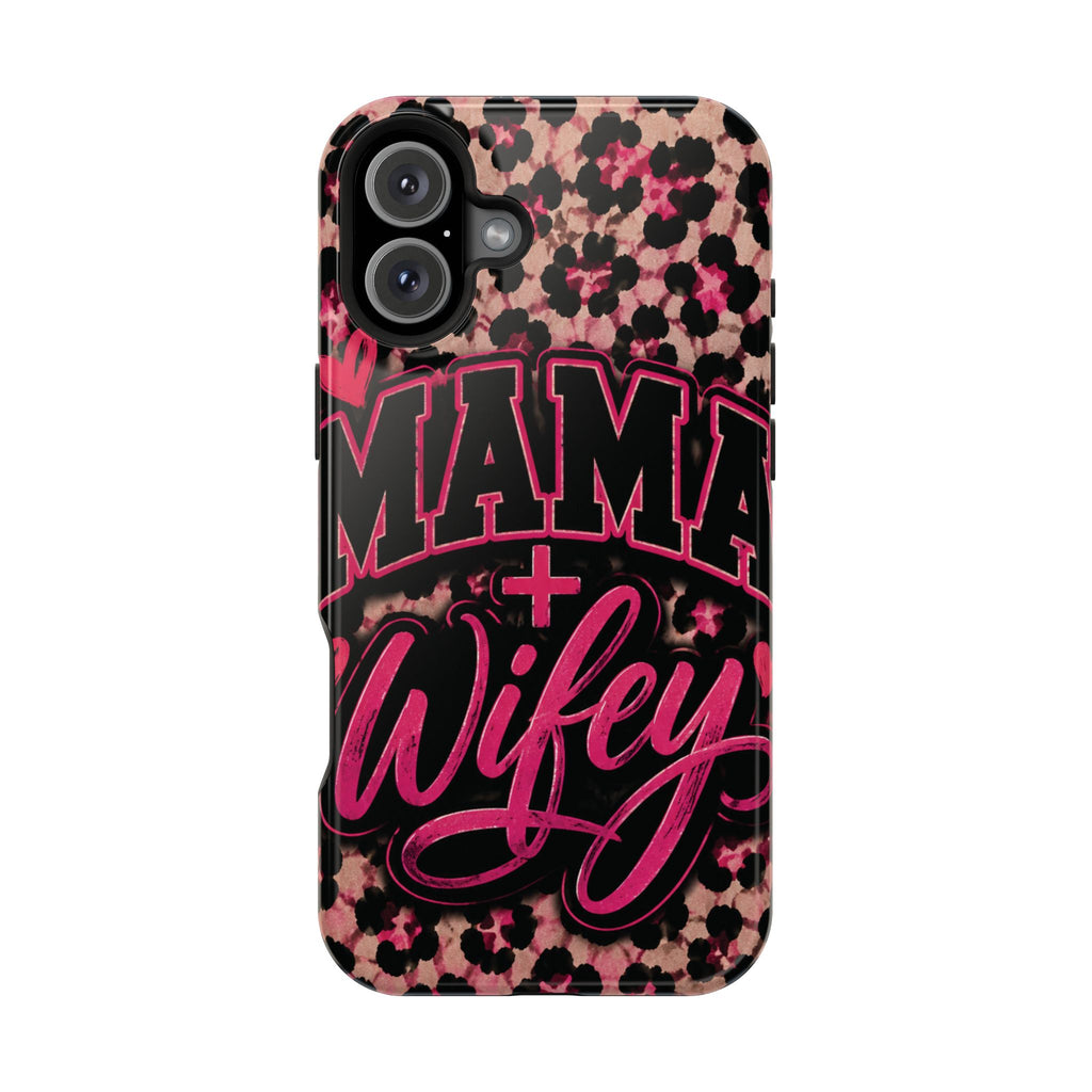 Phone Case — Pink Leopard "Mama Wifey" Magnetic Impact-Resistant Case