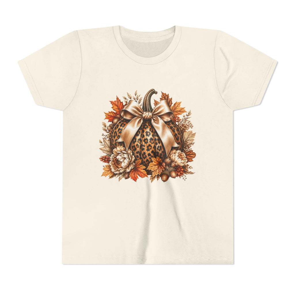 Youth Tee — Leopard Pumpkin Fall Graphic Shirt