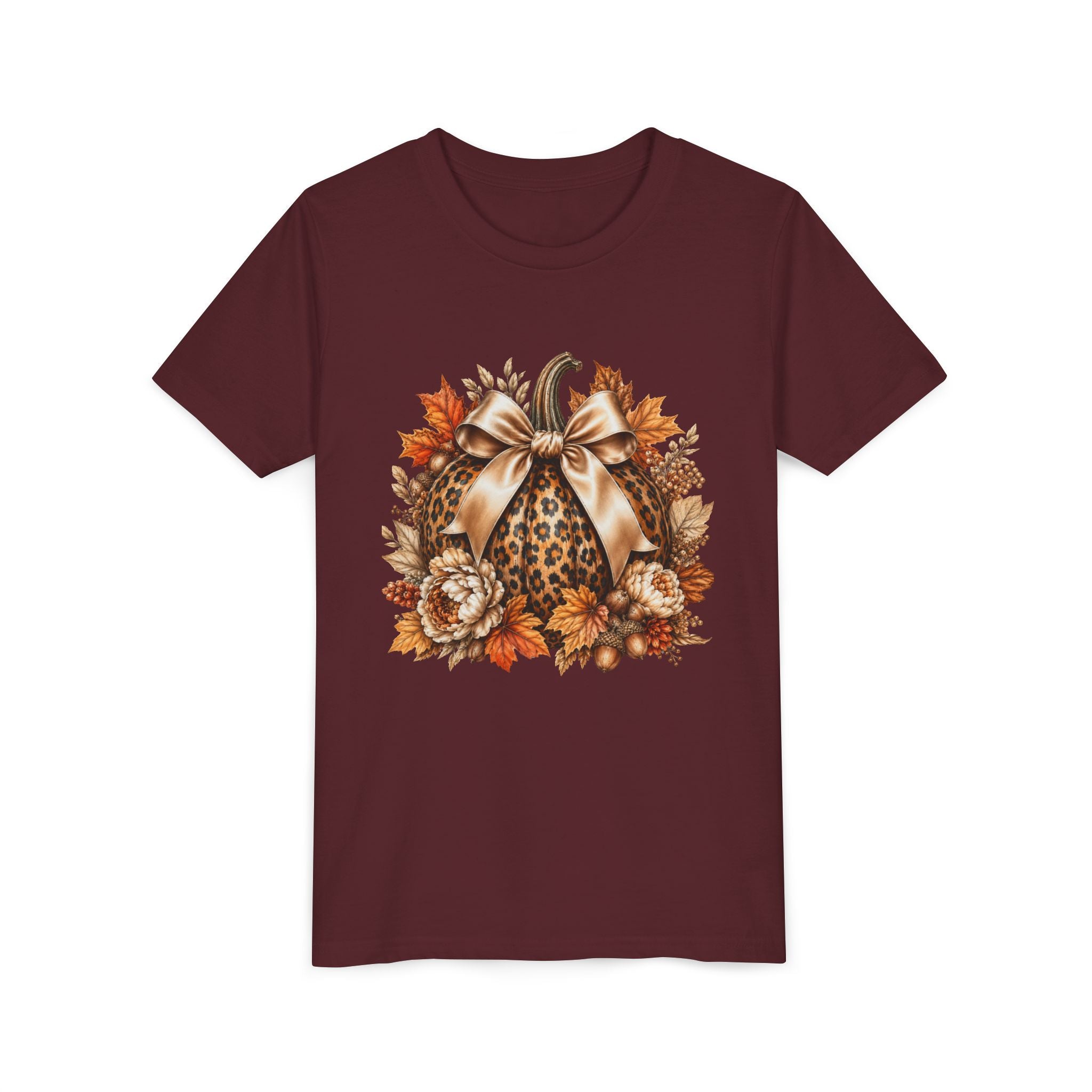 Youth Tee — Leopard Pumpkin Fall Graphic Shirt