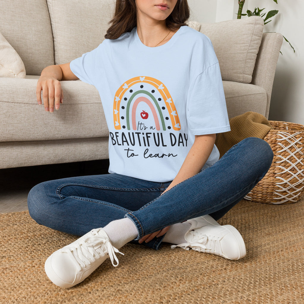 Teacher Rainbow T-Shirt — 'Beautiful Day to Learn' Tee